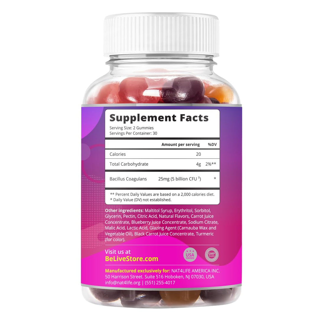 BeLive Probiotic Gummies - Probiotics with 5 Billion CFUs for Digestive Health, Men, Women & Kids - for Immune Support, Sugar Free & Vega - OzHealthStandard