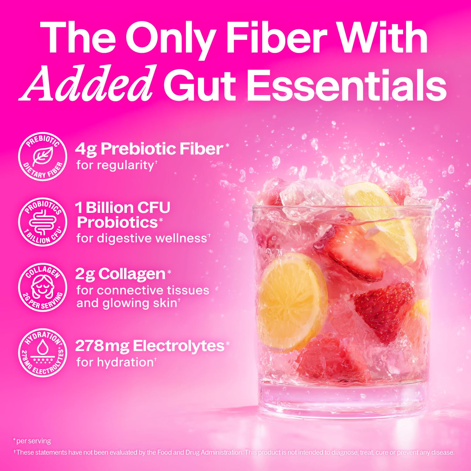 Belli Welli Daily Fiber Supplement Packets with Collagen, Probiotics & Electrolytes | Single Serve Packets for Gut Health - OzHealthStandard