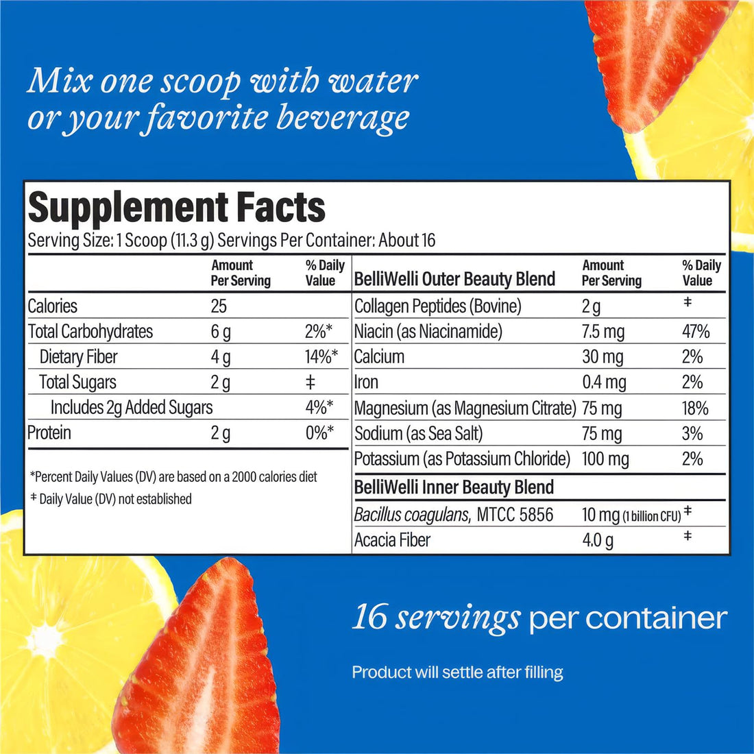 BelliWelli Fiber Supplement for Women & Men Premium Daily Fiber Powder from Organic Acacia with Added Collagen Electrolytes & Probiotics No Bloat Constipation - OzHealthStandard