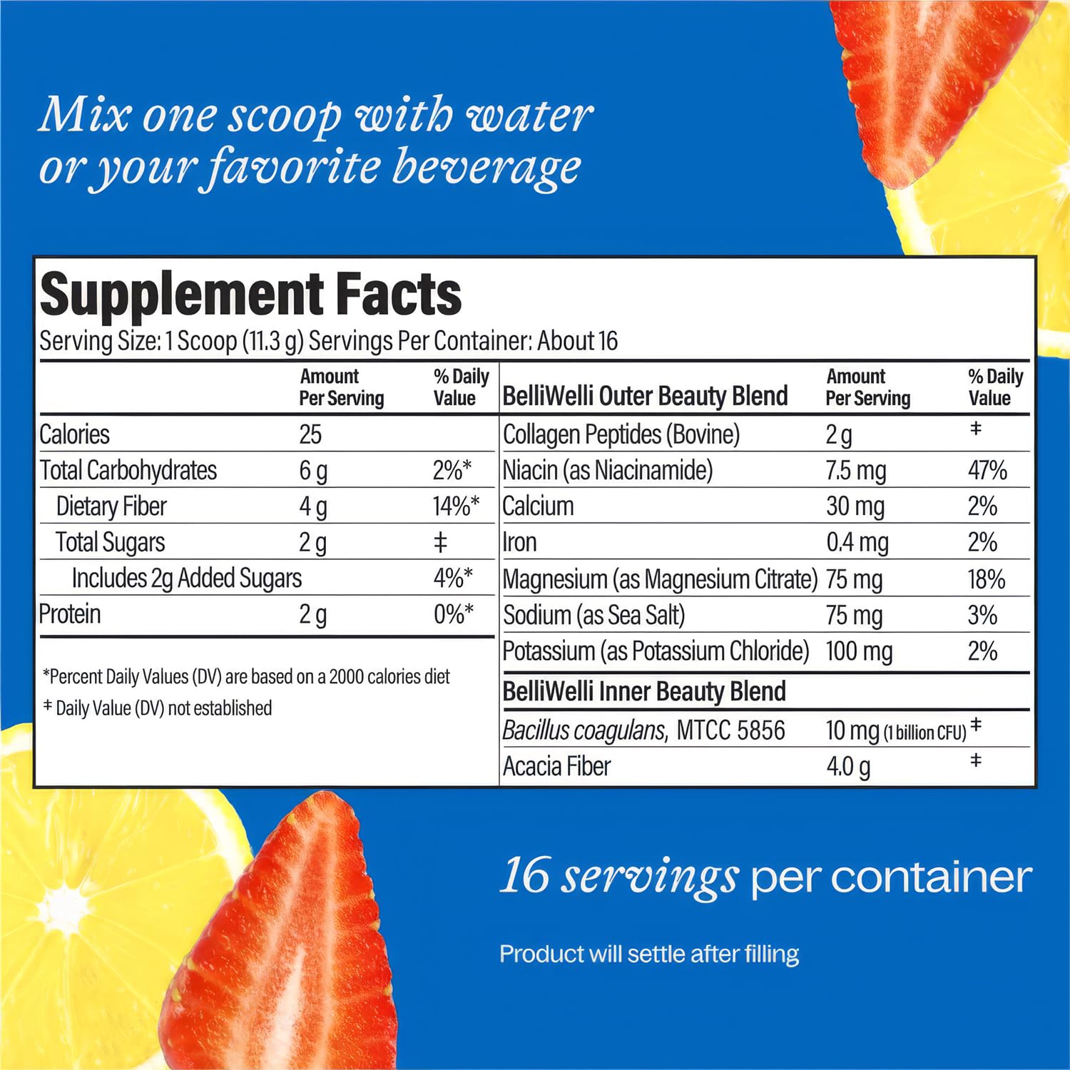 BelliWelli Fiber Supplement for Women & Men Premium Daily Fiber Powder from Organic Acacia with Added Collagen Electrolytes & Probiotics No Bloat Constipation - OzHealthStandard