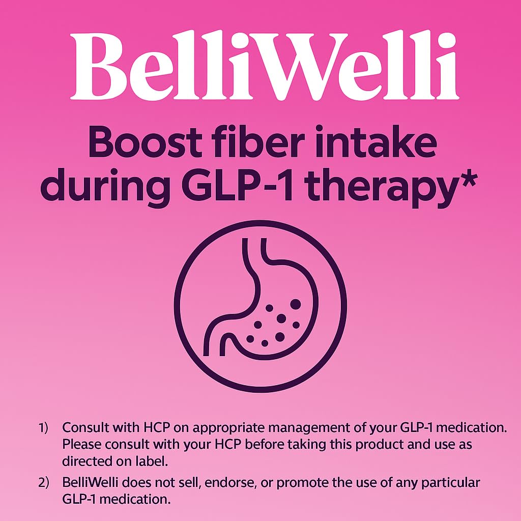 BelliWelli Fiber Supplement for Women & Men Premium Daily Fiber Powder from Organic Acacia with Added Collagen Electrolytes & Probiotics No Bloat Constipation - OzHealthStandard