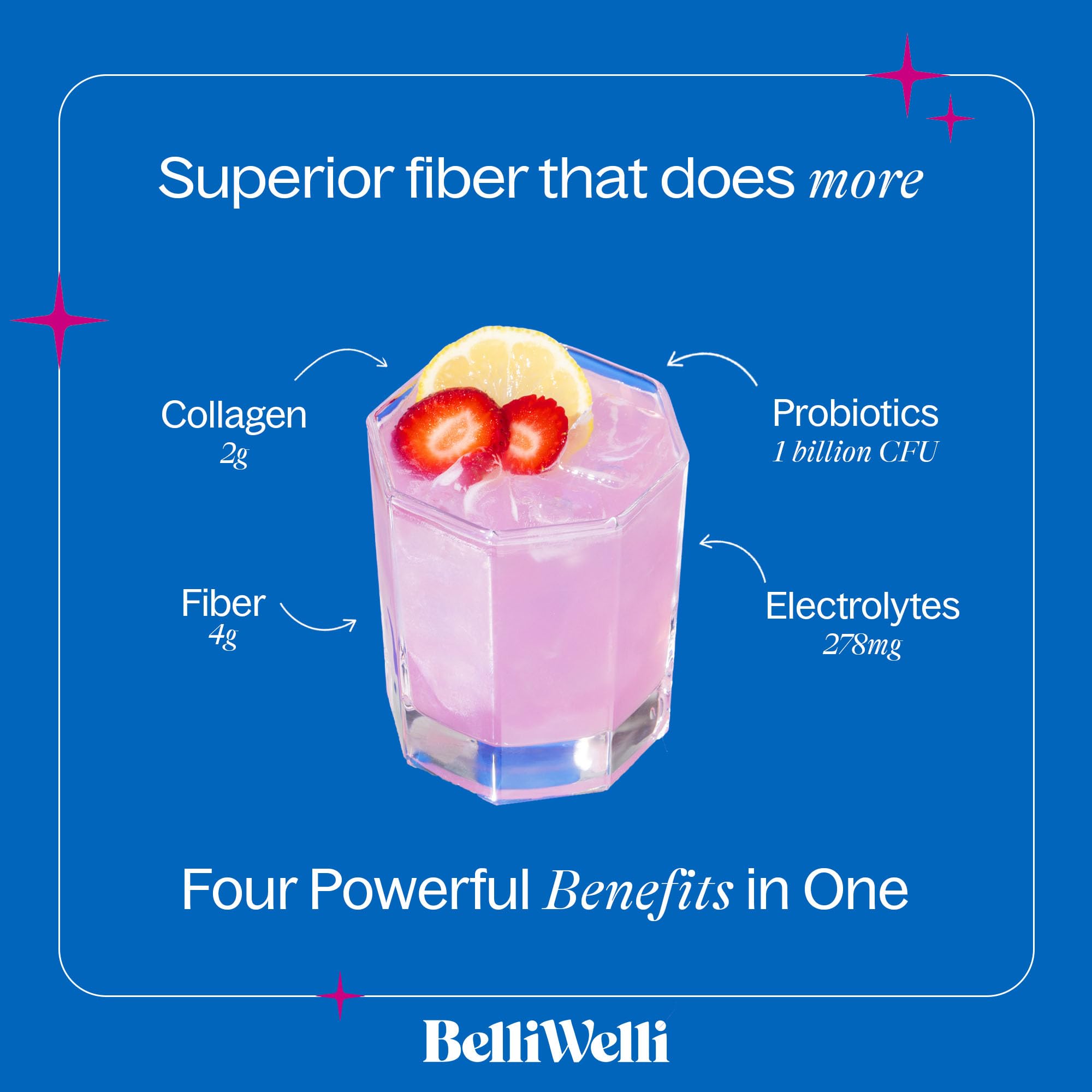 BelliWelli Fiber Supplement for Women & Men Premium Daily Fiber Powder from Organic Acacia with Added Collagen Electrolytes & Probiotics No Bloat Constipation - OzHealthStandard