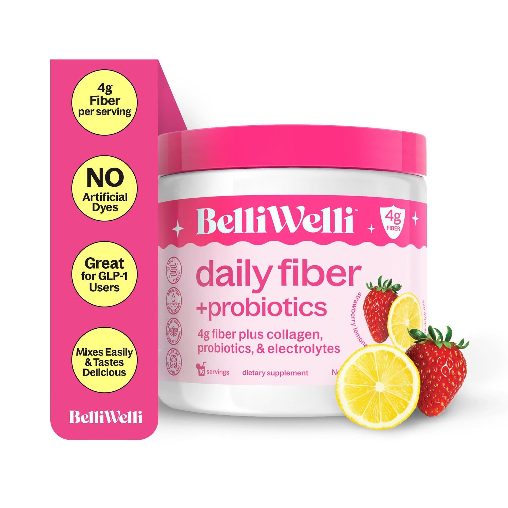 BelliWelli Fiber Supplement for Women & Men Premium Daily Fiber Powder from Organic Acacia with Added Collagen Electrolytes & Probiotics No Bloat Constipation - OzHealthStandard