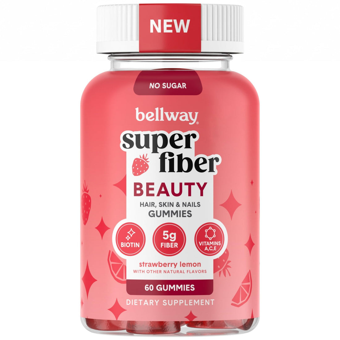 Bellway Super Fiber Gummies + Beauty – Sugar Free Fiber Supplement with Biotin & Vitamins A C E – Supports Digestive Health, - OzHealthStandard