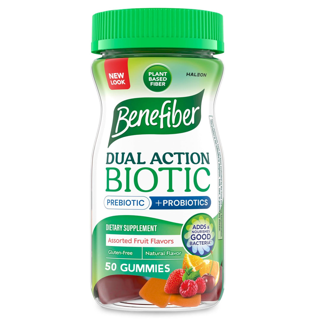 Benefiber Prebiotic Friendly Fiber Supplement Gummies with Probiotics for Digestive Health, Assorted Fruit Flavors - 50 Count - OzHealthStandard