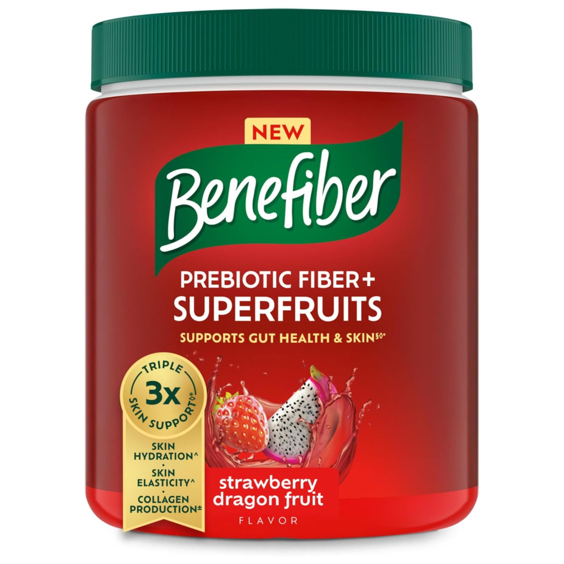 Benefiber Prebiotic GLP-1 Friendly Fiber + Superfruits Dietary Supplement, Strawberry Dragon Fruit Flavor, 8.8 oz (250g) - OzHealthStandard