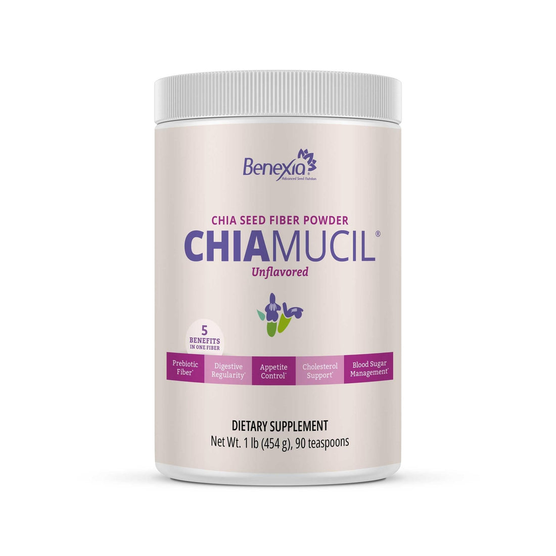 BENEXIA Chiamucil Prebiotic Chia Fiber Supplement Powder – for Appetite Control & Digestive Health – Chia Fiber & Chicory Root (Inulin) – Gluten & Sugar Free, Vegan - OzHealthStandard