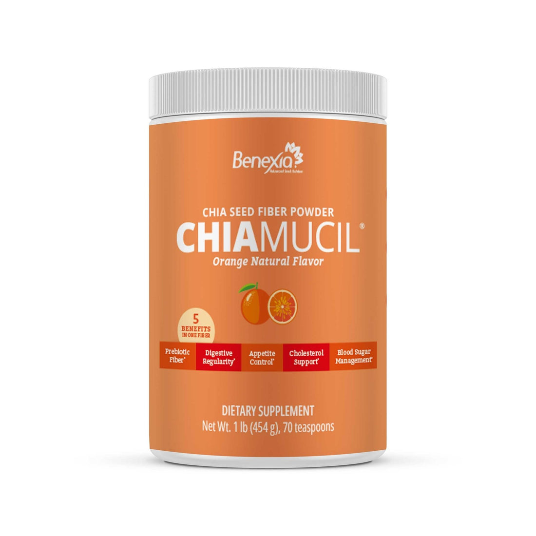 BENEXIA Chiamucil Prebiotic Fiber Supplement Powder – Chia Fiber & Chicory Root (Inulin) for Digestive Health & Appetite Control – Gluten & Sugar Free - OzHealthStandard