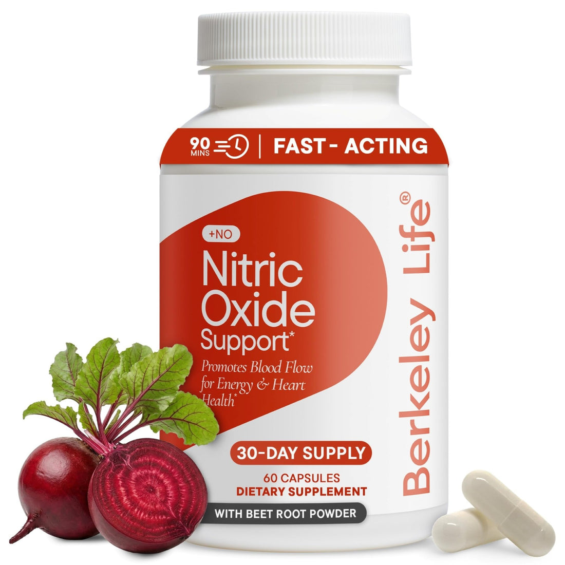 Berkeley Life Nitric Oxide Support Supplement - Nitric Oxide Booster for Men & Women - Blood Flow & Circulation with Beet Root Powder to Support Energy, Heart Health - OzHealthStandard