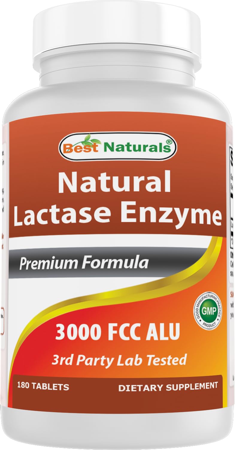Best Naturals Fast Acting Lactase Enzyme Tablet, 3000 Fcc Alu, 180 Count - OzHealthStandard