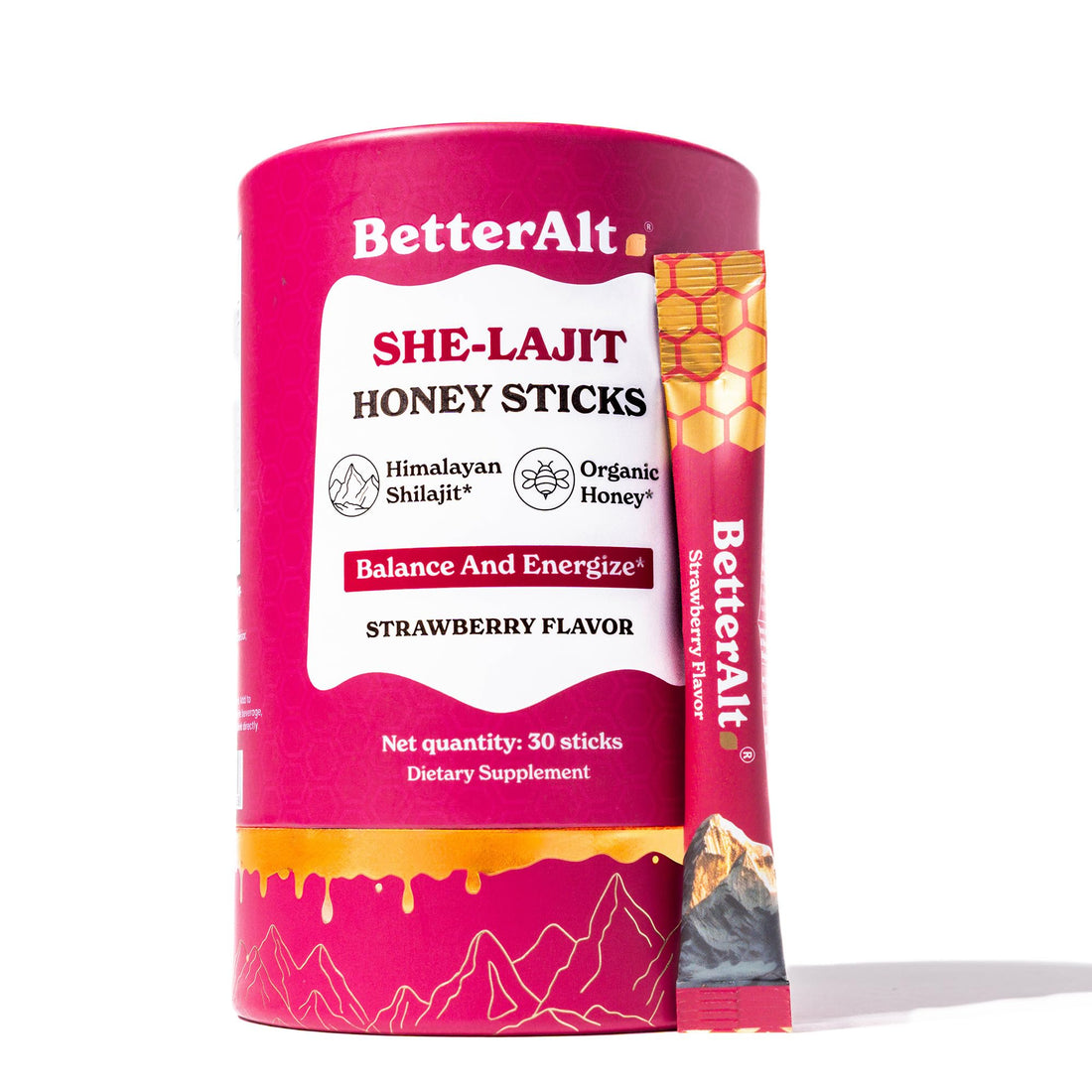 BetterAlt SHE-Lajit Strawberry Honeysticks|Shilajit for Women with Shatavari & Saffron for hormonal Balance & Energy Boost|Tasty Honeysticks - OzHealthStandard