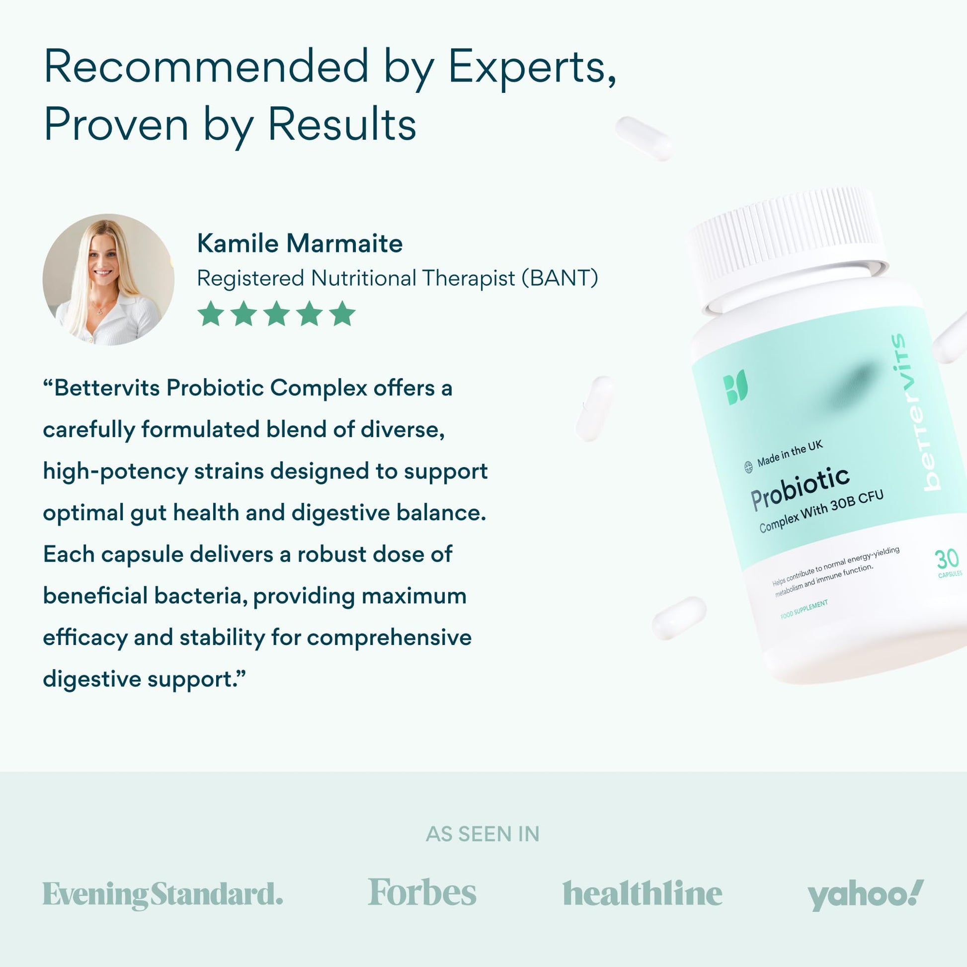 Bettervits Probiotics for Women & Men – 75 Billion CFU | Digestive Health and Gut Support Prebiotic | 14 Clinically Studied Strains with Vitamin B12, - OzHealthStandard