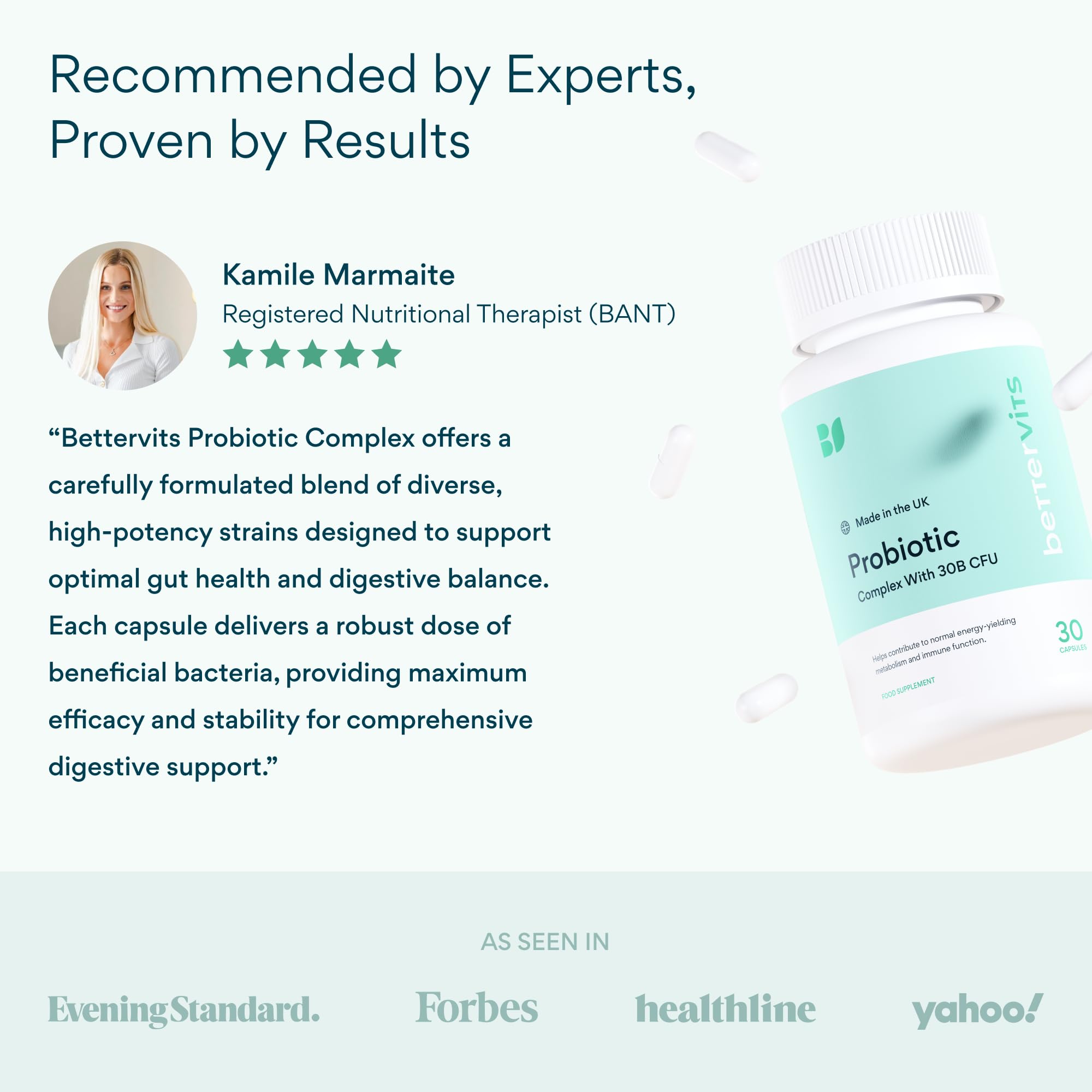 Bettervits Probiotics for Women & Men – 75 Billion CFU | Digestive Health and Gut Support Prebiotic | 14 Clinically Studied Strains with Vitamin B12, - OzHealthStandard