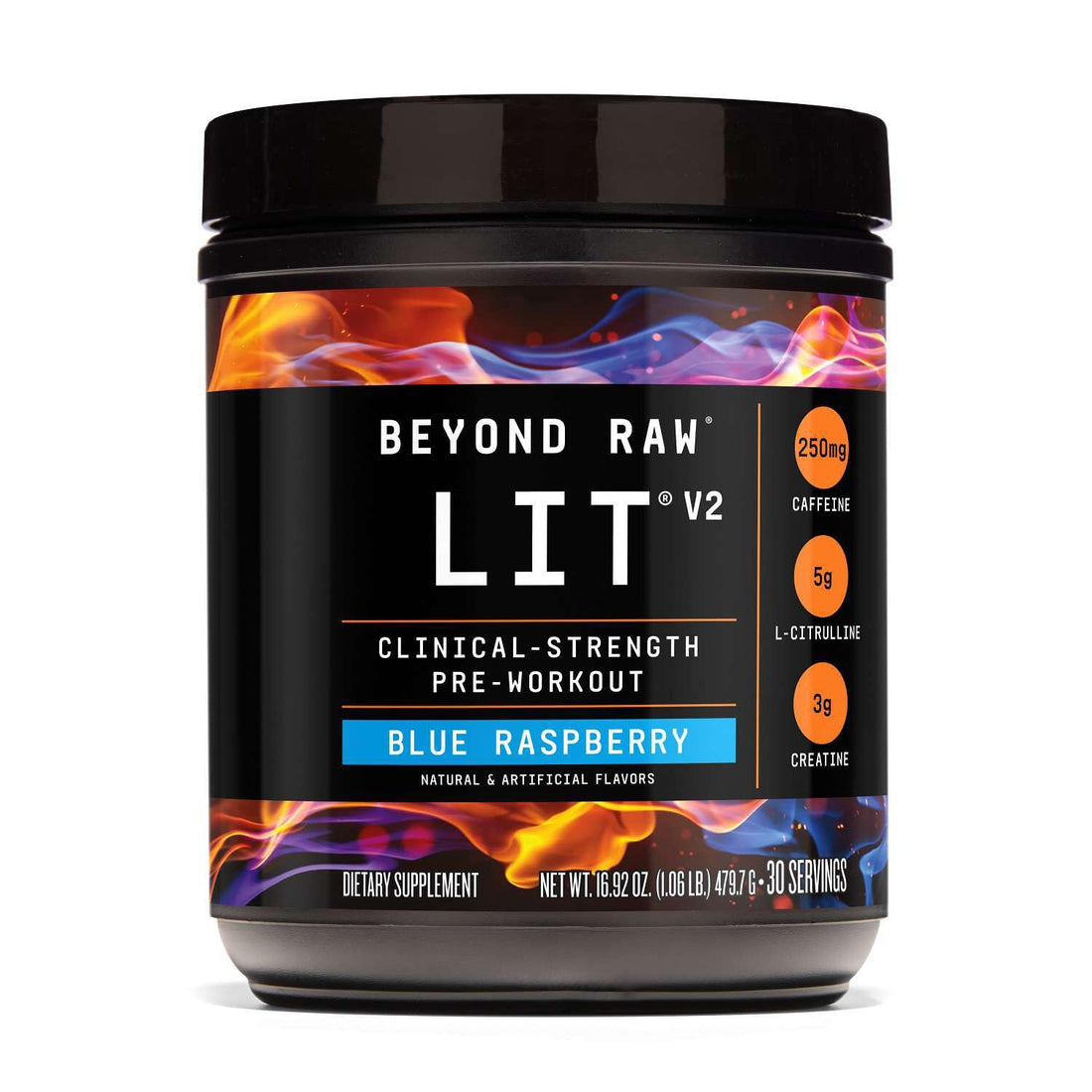 BEYOND RAW LIT V2 Clinical Strength Pre Workout Powder, Hits Harder, Bigger Pumps, Caffeine, L-Citrulline, Creatine, Blue Raspberry, 30 Servings - OzHealthStandard