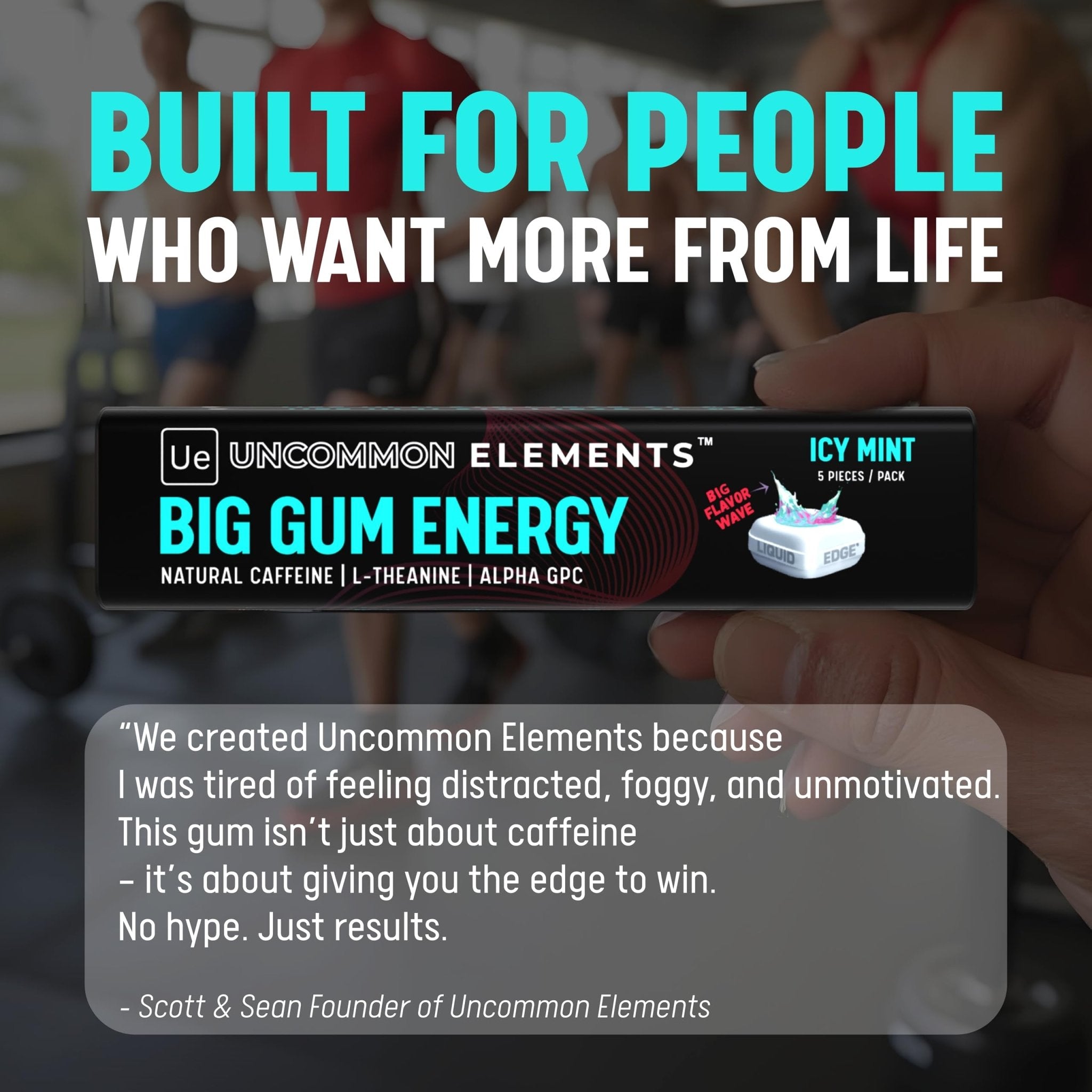 BIG GUM ENERGY & FOCUS – 80mg Caffeine + 40mg L-Theanine + 80mg Alpha GPC – Nootropic Chewing Gum for Focus, Energy & Execution – Icy Mint – 25 Pieces (5 Packs) Gym & Work Execution. - OzHealthStandard