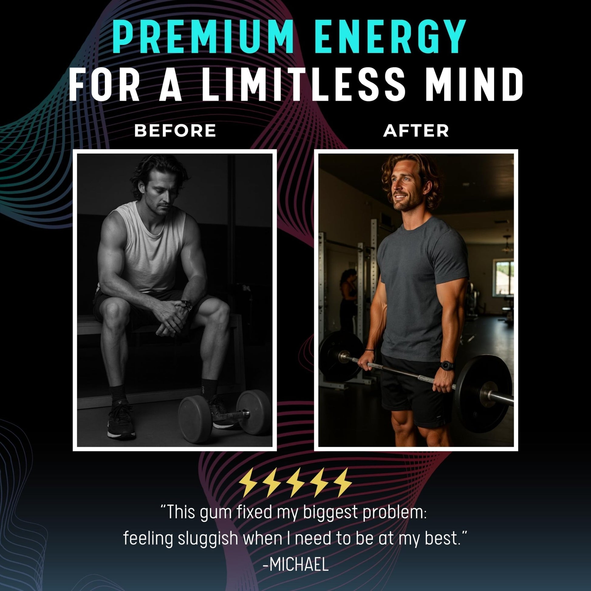 BIG GUM ENERGY & FOCUS – 80mg Caffeine + 40mg L-Theanine + 80mg Alpha GPC – Nootropic Chewing Gum for Focus, Energy & Execution – Icy Mint – 25 Pieces (5 Packs) Gym & Work Execution. - OzHealthStandard