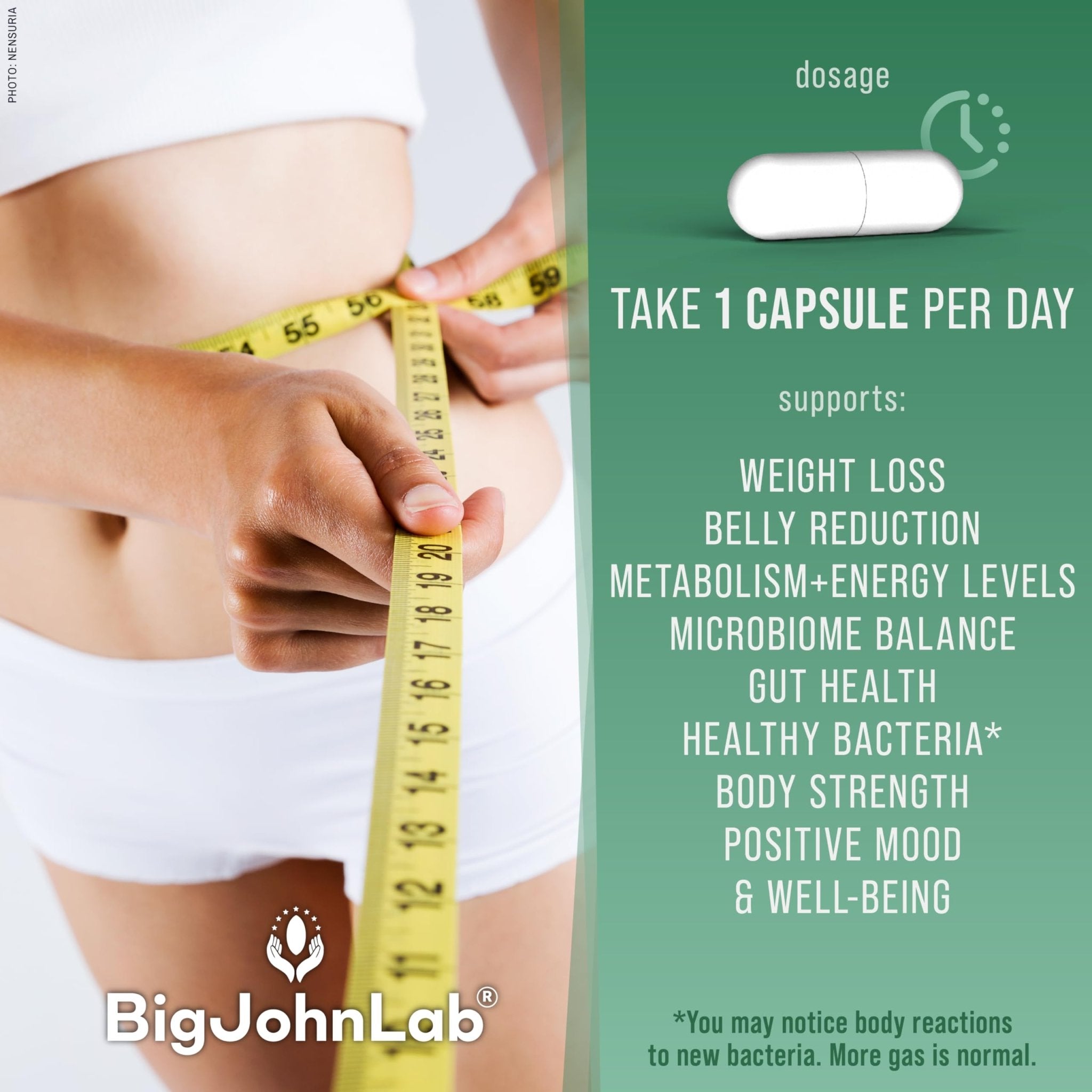 BIGJOHNLAB® - Probiotics for Weight Management & Bloating - 6 Probiotic Strains - Prebiotics - Key Ingredient Cayenne & Green Tea - Supports Gut Health - Weight Management for Women & Men - 30 CT - OzHealthStandard