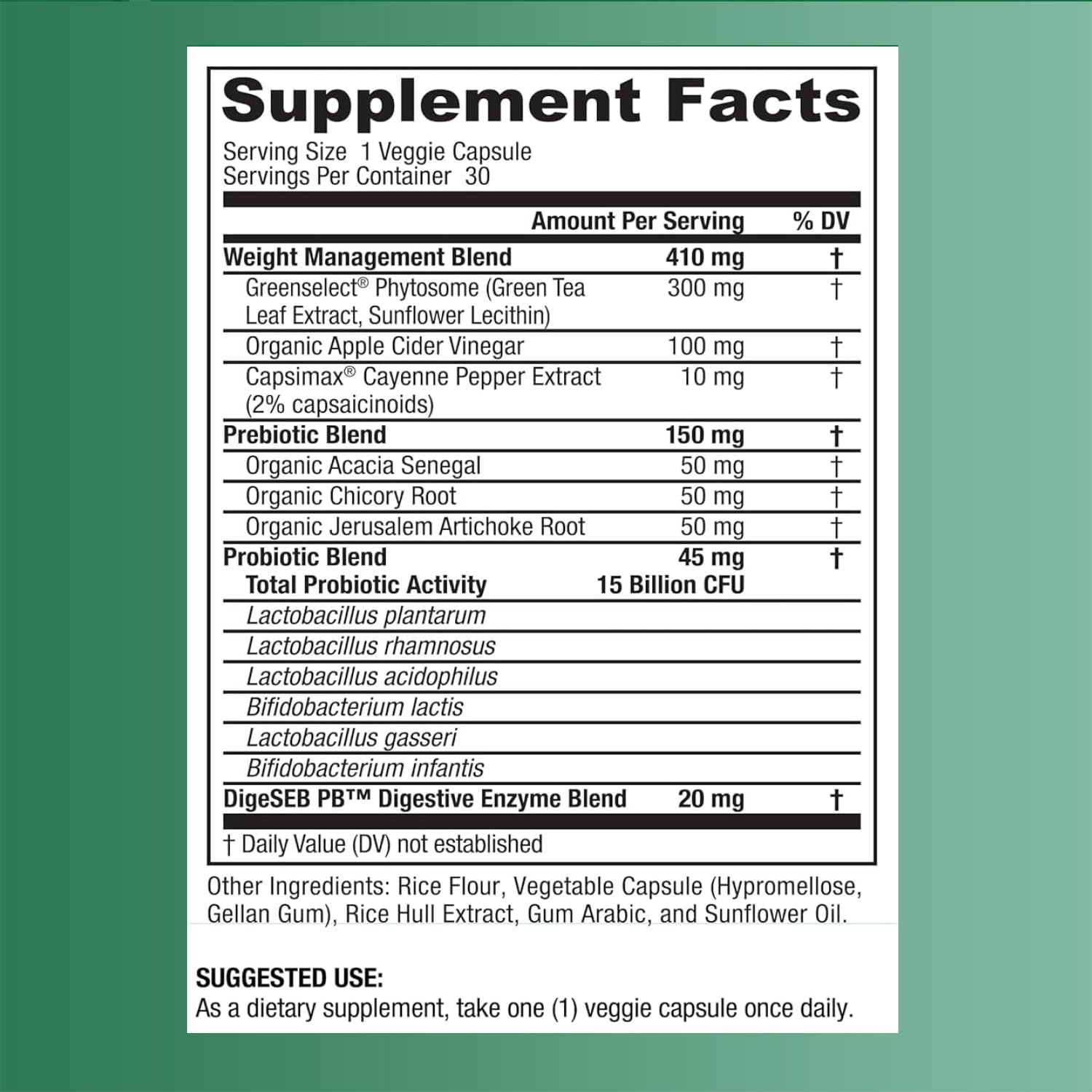 BIGJOHNLAB® - Probiotics for Weight Management & Bloating - 6 Probiotic Strains - Prebiotics - Key Ingredient Cayenne & Green Tea - Supports Gut Health - Weight Management for Women & Men - 30 CT - OzHealthStandard