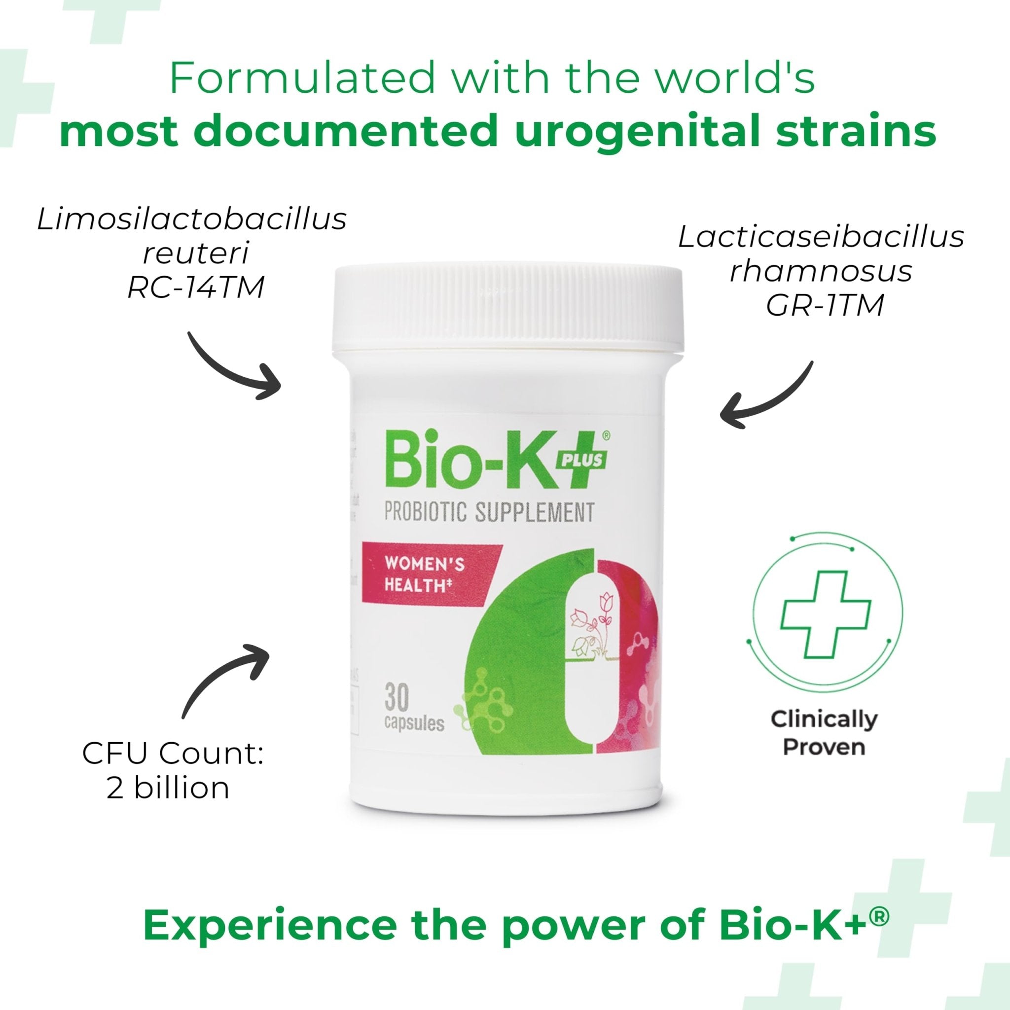 Bio-K+ Probiotic for Women support for Vaginal & Urinary Tract Health, Probiotic Supplement with 2 Billion CFU 2 Strains, Vegan, Shelf-Stable – 30 Capsules - OzHealthStandard