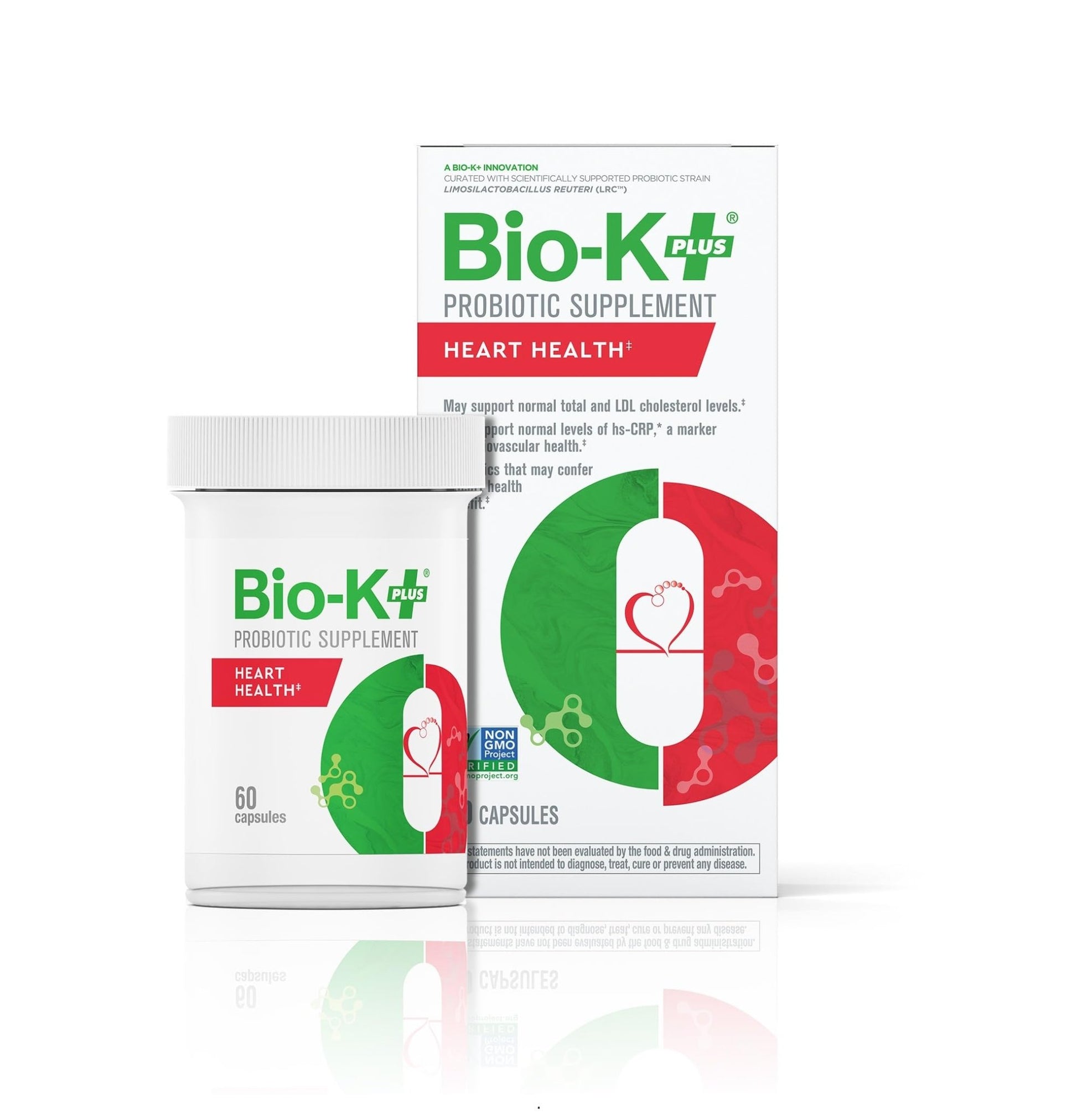 Bio-K+ Probiotics for Heart Health with Limosilactobacillus reuteri LRC – Heart Health Probiotic for Cholesterol & Cardiovascular Support, 5 Billion CFU, Vegan, Shelf-Stable – 60 Capsules - OzHealthStandard