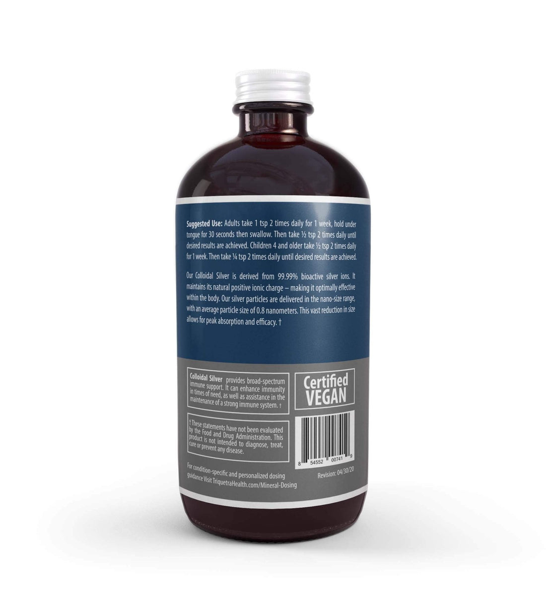 Bioactive Colloidal Silver - 8 oz, Glass Bottle, Vegan, Safe Doses with Highest Effectiveness - Nano Ions, 30 PPM - Immune Support (48 Servings) - OzHealthStandard