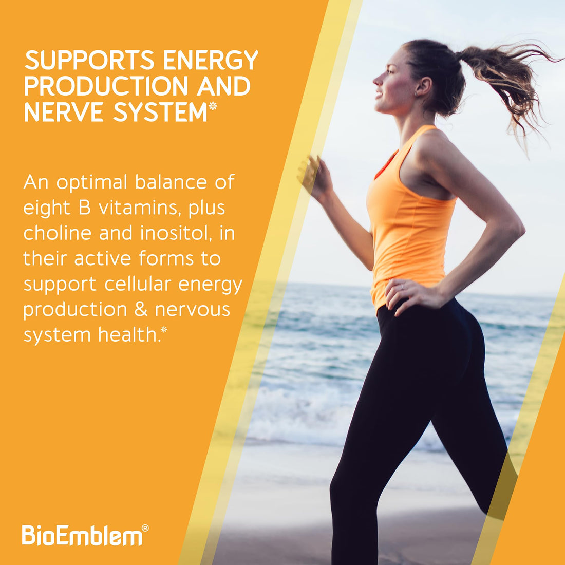 BioEmblem Vitamin B-Complex - All 8 Active Forms with Methyl Folate, Methyl B12, B6, Biotin Plus Choline Inositol, Supports Energy, Metabolism, Brain, Heart Health - OzHealthStandard