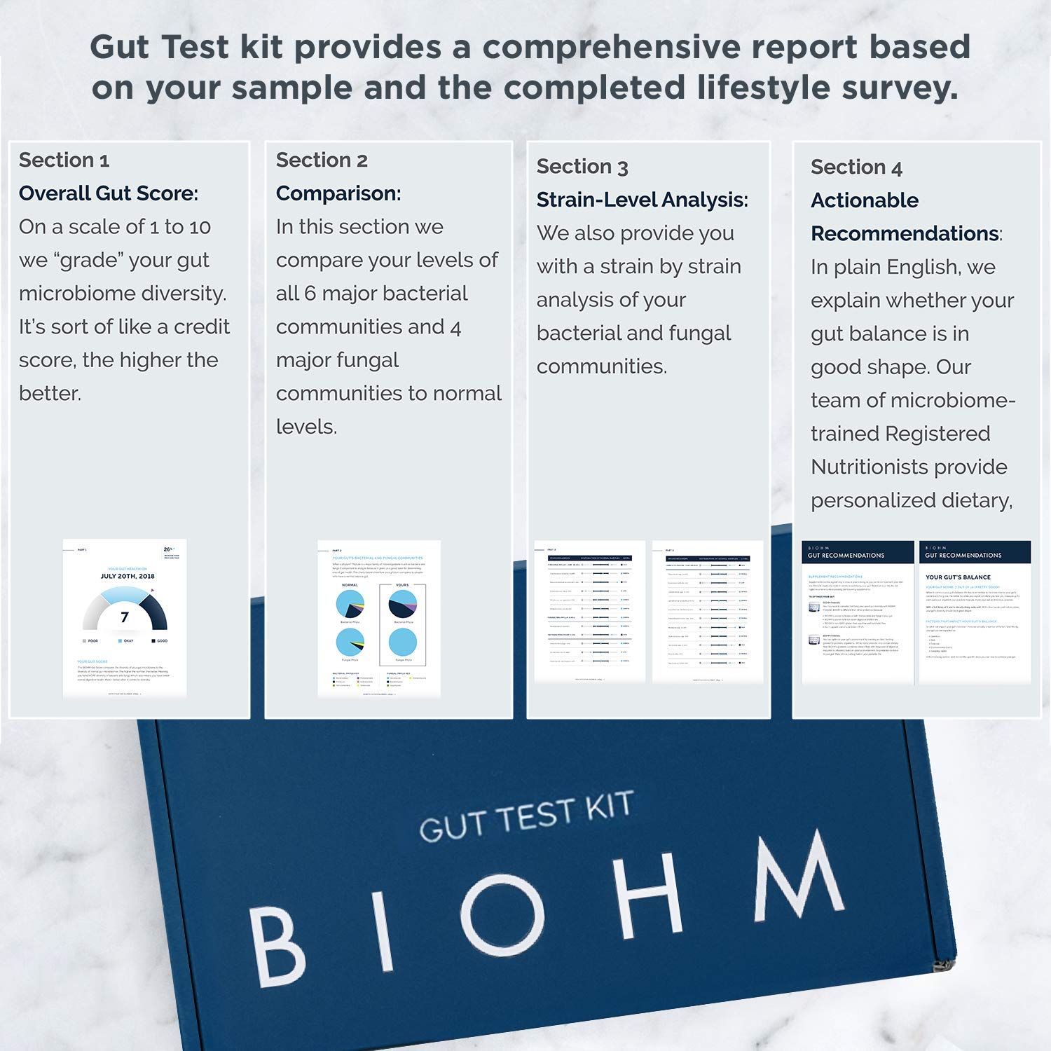 BIOHM Gut Health Test Kit for Microbiome and Digestive Health Analysis, Home Test Kit with Gut Score, Easy-to-Read Results and Actionable Recommendations - OzHealthStandard