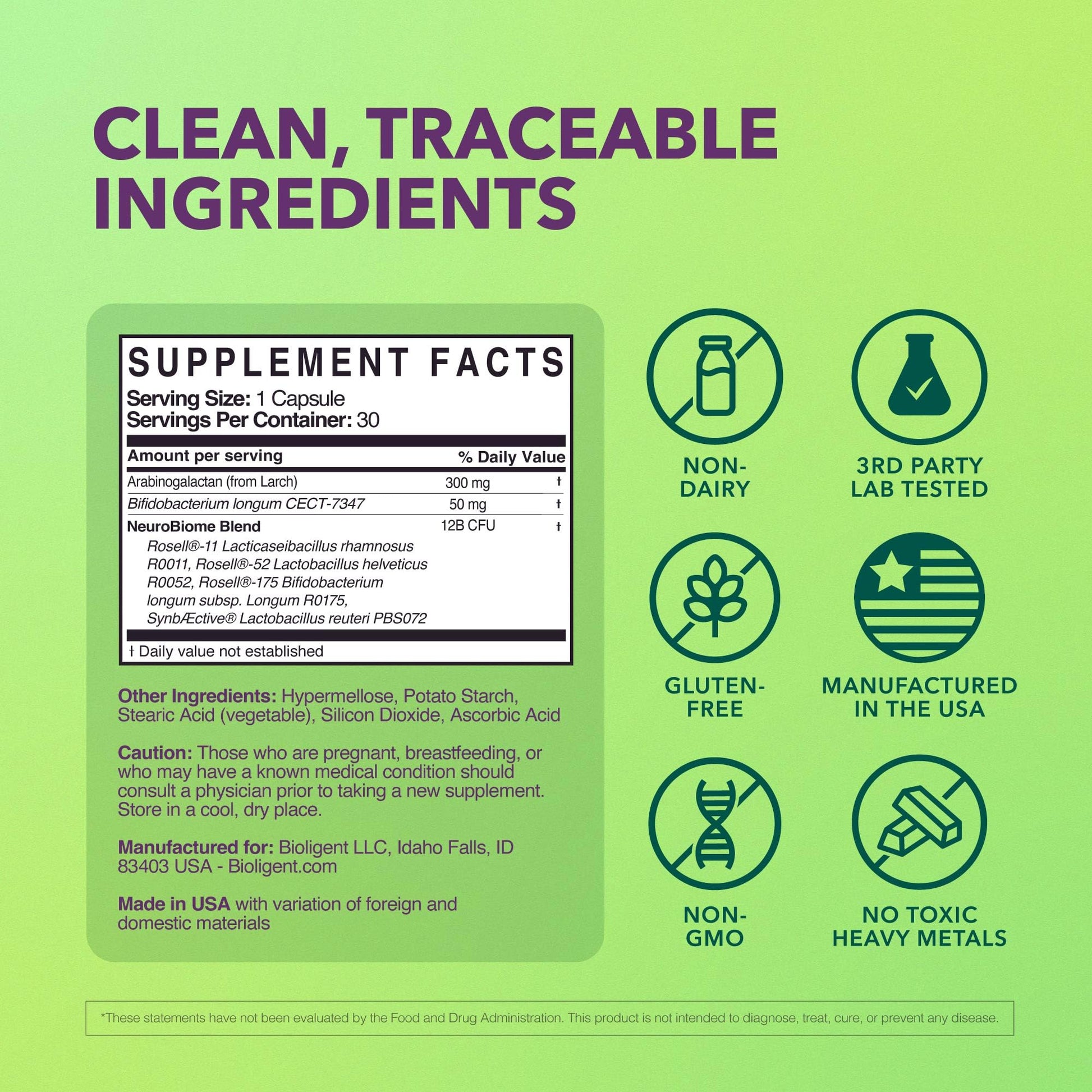 BIOLIGENT Tribiotic+ Prebiotic, Probiotic and Postbiotic Supplement for Women & Men, Gut Health, Immune Support, Bloating Relief, Daily Microbiome and Digestive Support, 30 Capsules, 30 Day Supply - OzHealthStandard
