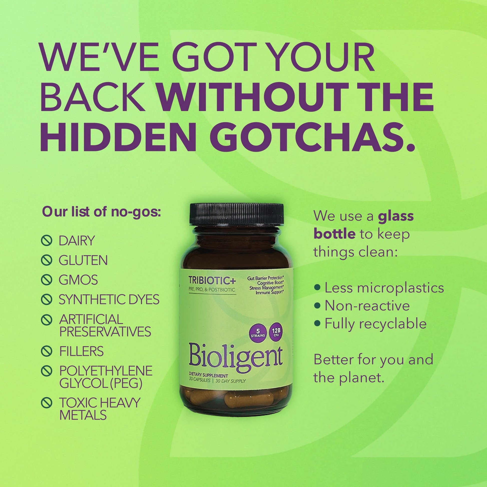 BIOLIGENT Tribiotic+ Prebiotic, Probiotic and Postbiotic Supplement for Women & Men, Gut Health, Immune Support, Bloating Relief, Daily Microbiome and Digestive Support, 30 Capsules, 30 Day Supply - OzHealthStandard