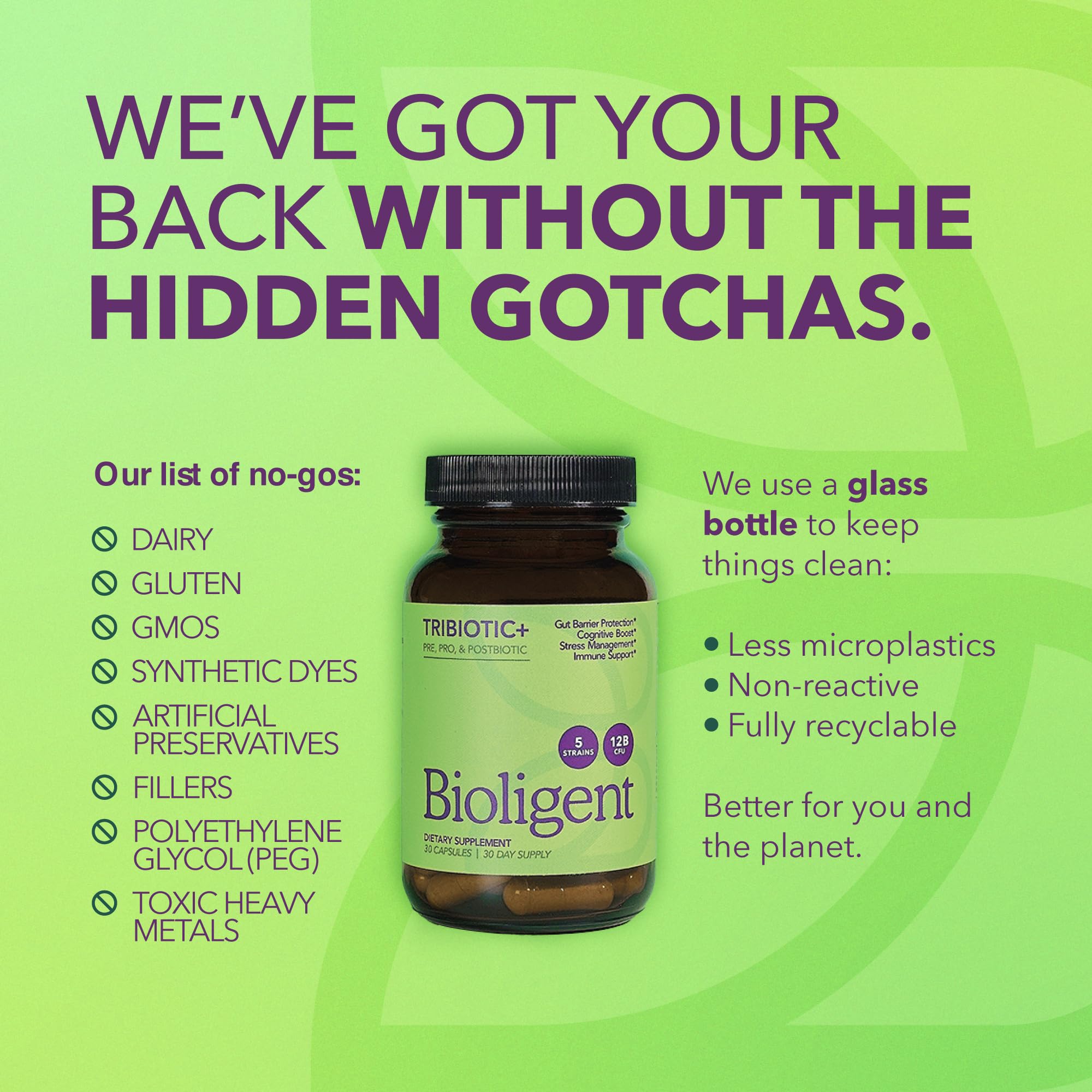 BIOLIGENT Tribiotic+ Prebiotic, Probiotic and Postbiotic Supplement for Women & Men, Gut Health, Immune Support, Bloating Relief, Daily Microbiome and Digestive Support, 30 Capsules, 30 Day Supply - OzHealthStandard