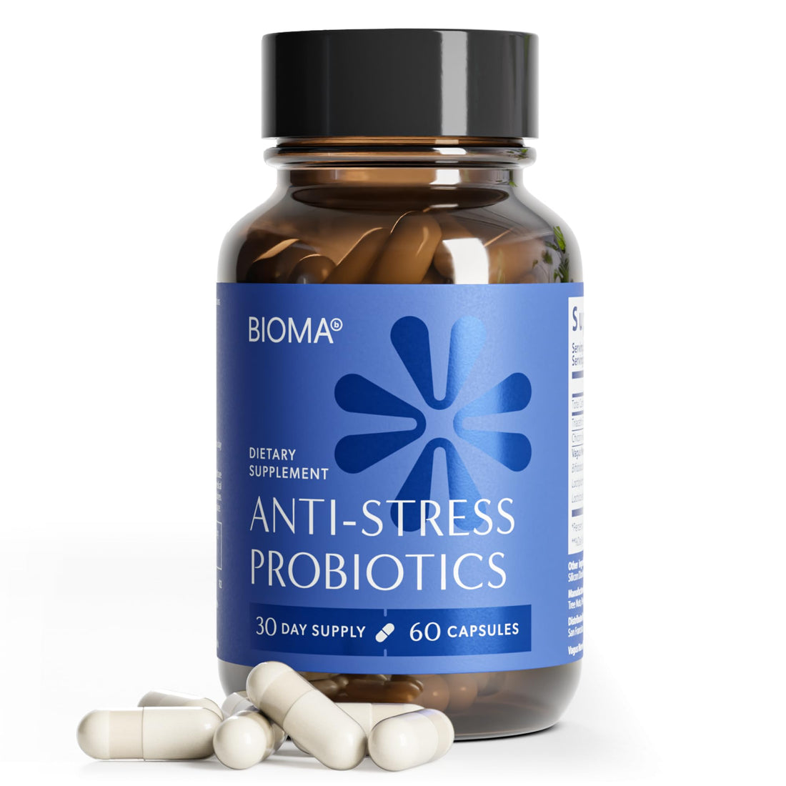 BIOMA Anti-Stress Probiotics – 3-in-1 Gut-Brain Axis Support for Stress Relief & Mood – Prebiotics, Postbiotics & Clinically Studied Strains – Vagus Nerve - OzHealthStandard