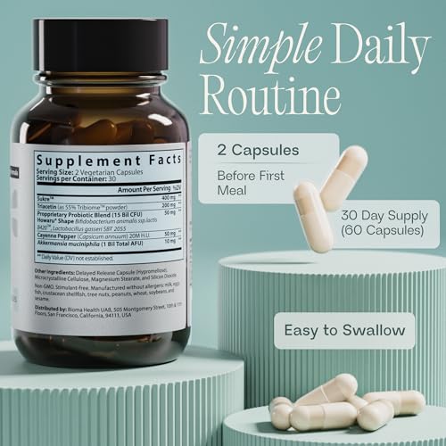 BIOMA GLP-1 Booster - Natural Appetite Control Supplement with Clinically Proven Probiotics, Prebiotics & Postbiotics - Support Weight Management & Satiety, (60 Capsules - 30 Day Supply) - OzHealthStandard