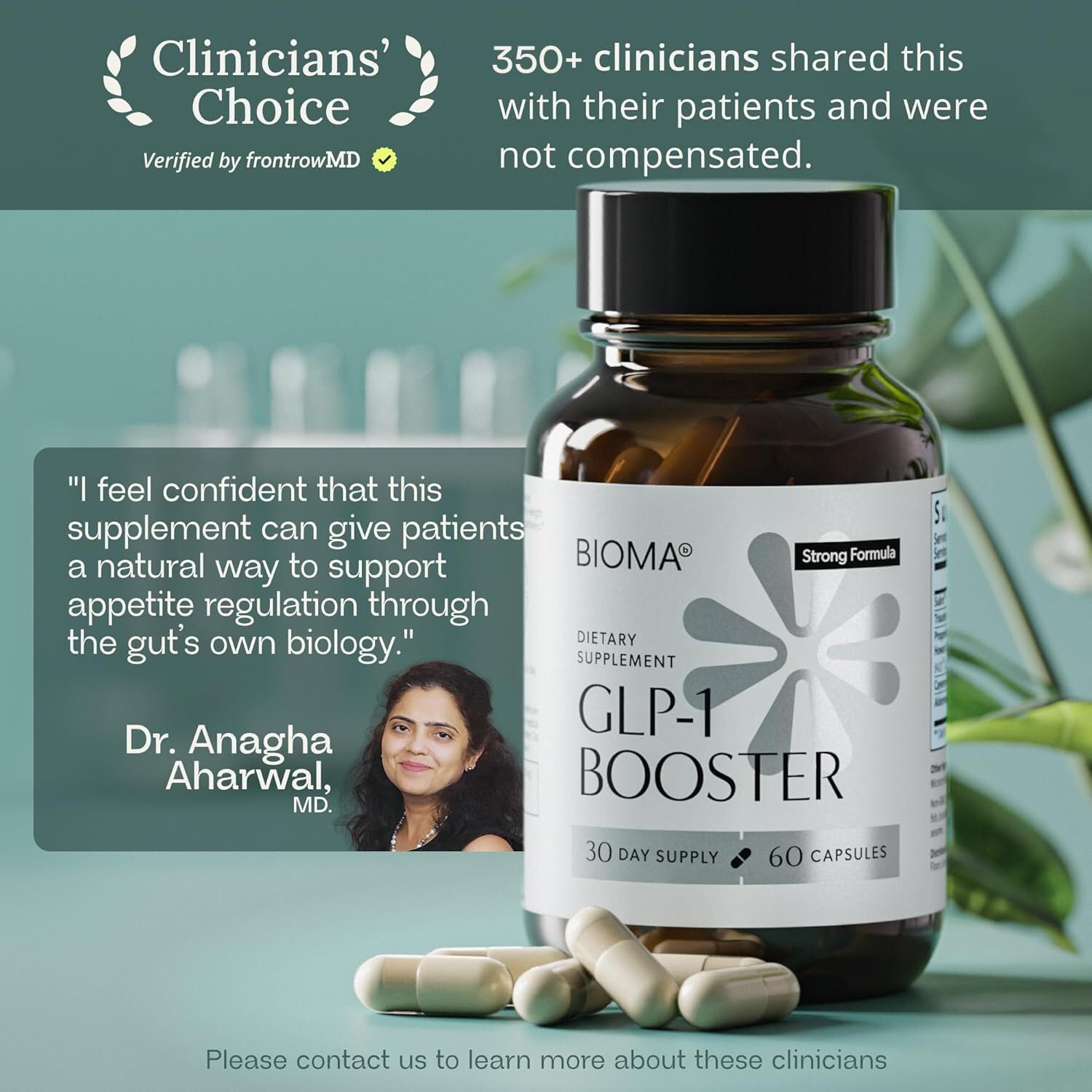 BIOMA GLP-1 Booster - Natural Appetite Control Supplement with Clinically Proven Probiotics, Prebiotics & Postbiotics - Support Weight Management & Satiety, (60 Capsules - 30 Day Supply) - OzHealthStandard