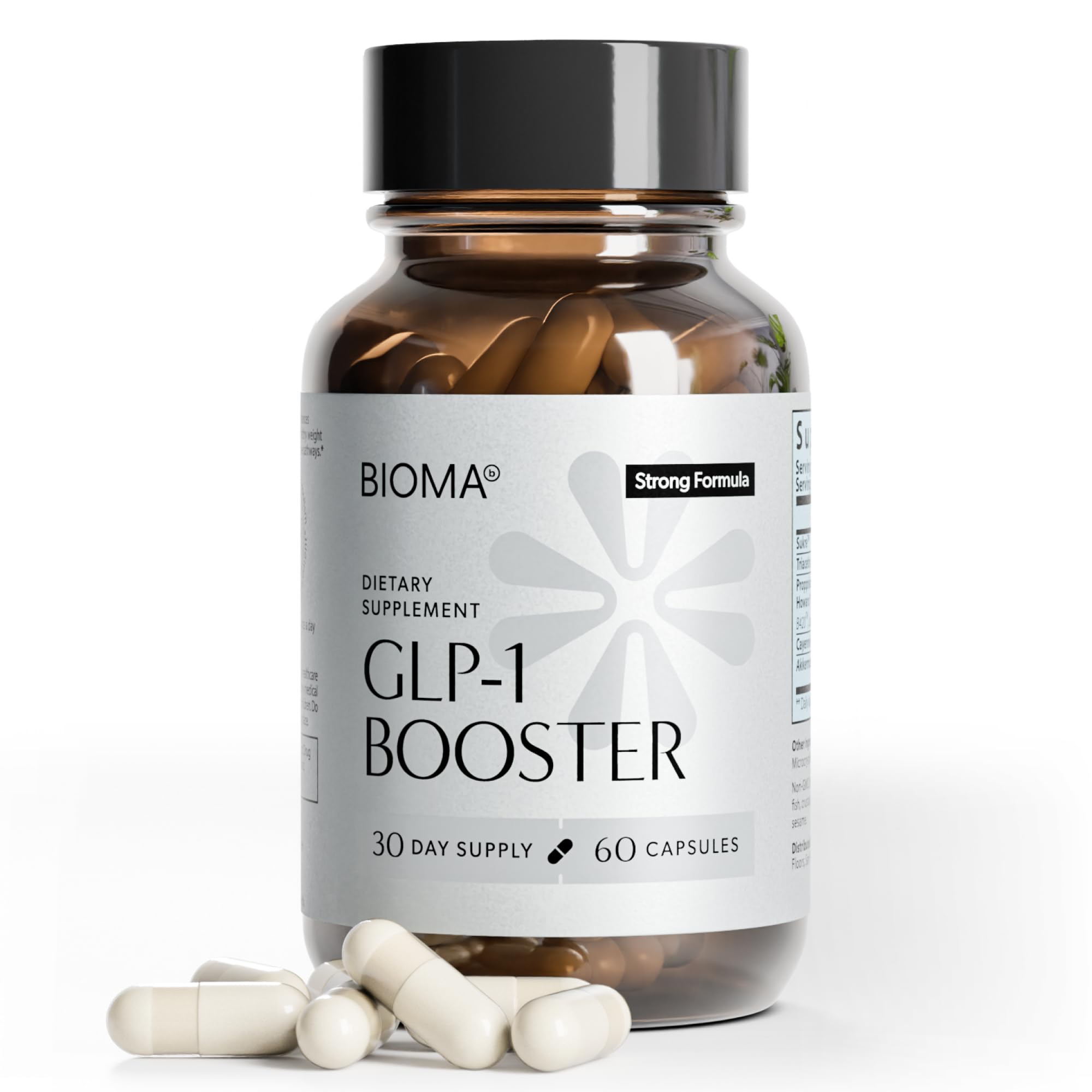 BIOMA GLP-1 Booster - Natural Appetite Control Supplement with Clinically Proven Probiotics, Prebiotics & Postbiotics - Support Weight Management & Satiety, (60 Capsules - 30 Day Supply) - OzHealthStandard