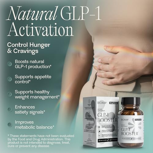 BIOMA GLP-1 Booster - Natural Appetite Control Supplement with Clinically Proven Probiotics, Prebiotics & Postbiotics - Support Weight Management & Satiety, (60 Capsules - 30 Day Supply) - OzHealthStandard