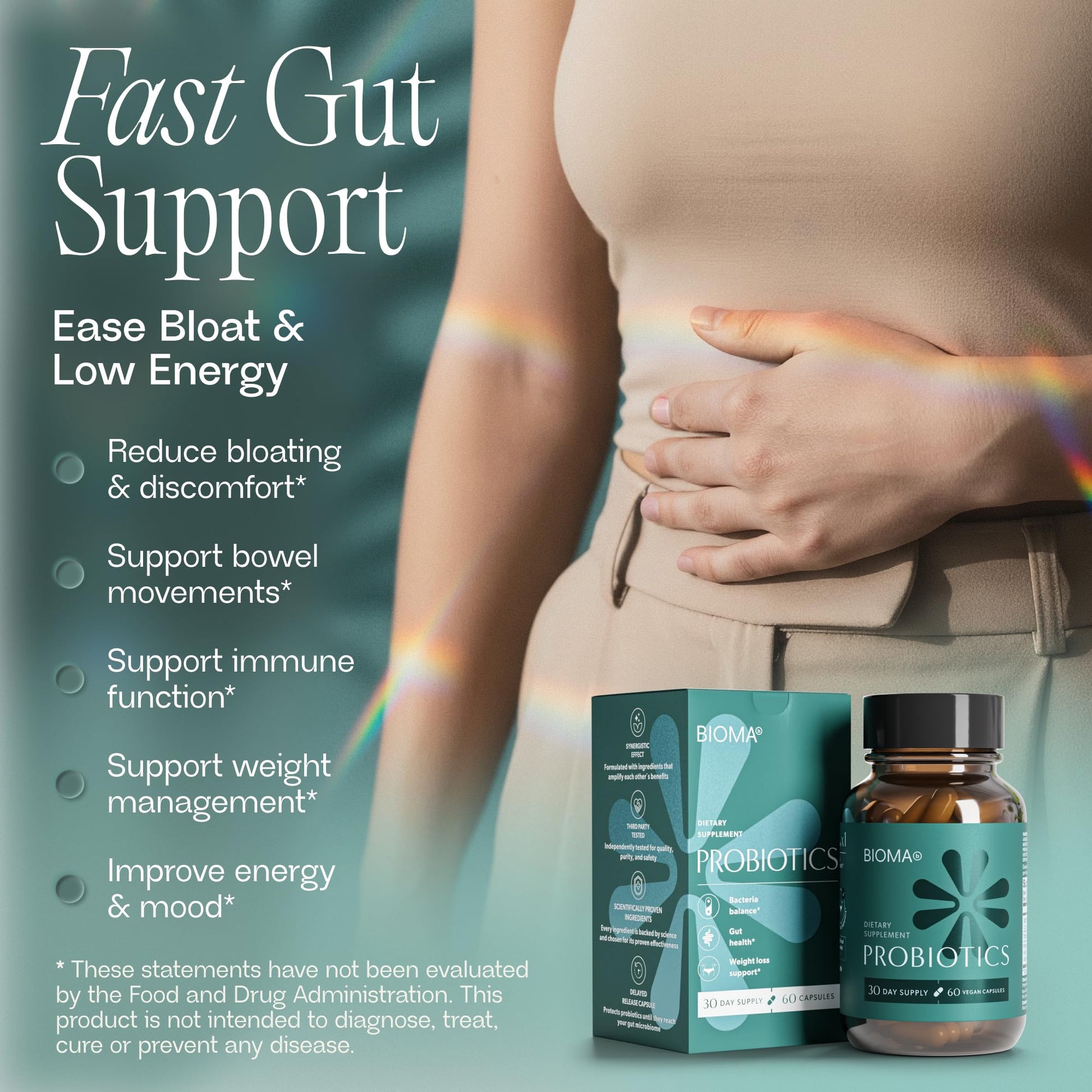 BIOMA Probiotics - Digestive Health Probiotic - Gut Support for Men & Women with Xylooligosaccharides, Tributyrin & Bifidobacterium - Vegan & Gluten Free - OzHealthStandard