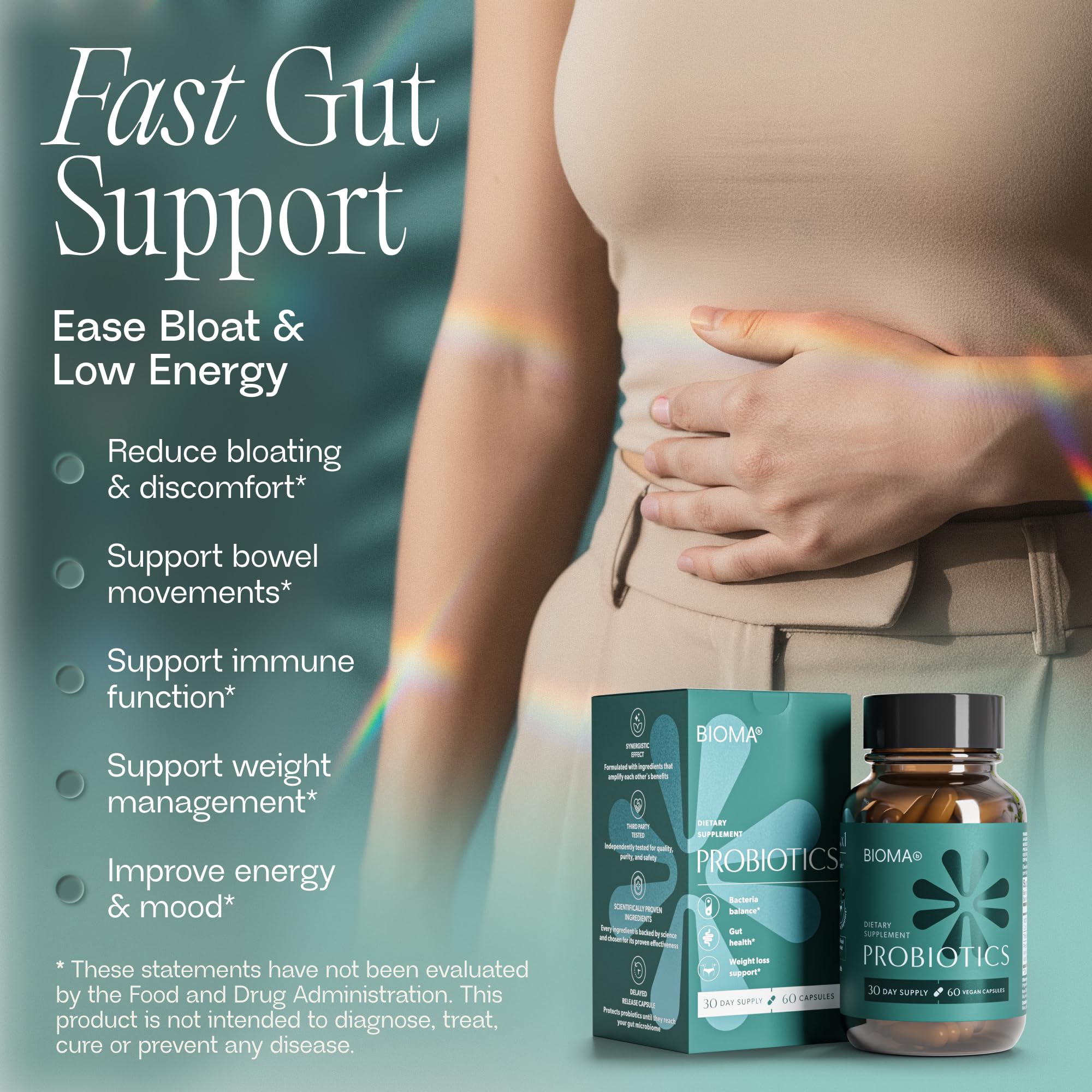 BIOMA Probiotics - Digestive Health Probiotic - Gut Support for Men & Women with Xylooligosaccharides, Tributyrin & Bifidobacterium - Vegan & Gluten Free - OzHealthStandard