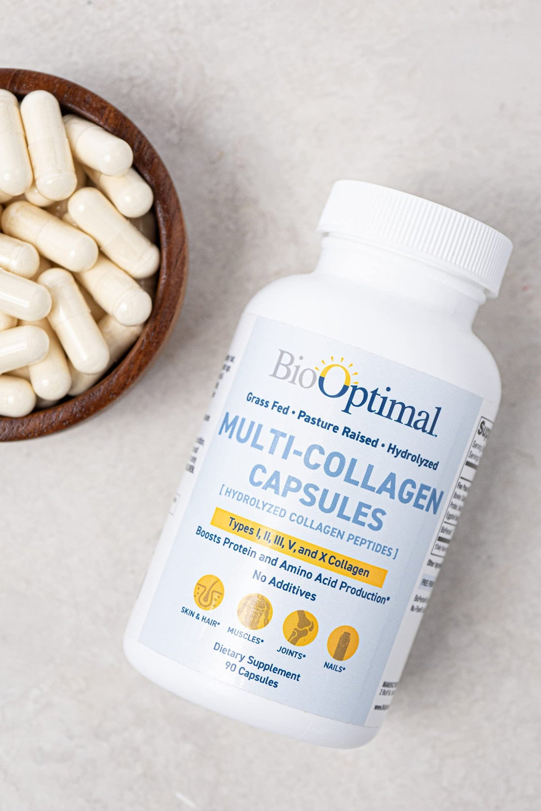 BioOptimal Multi-Collagen Supplement Capsules, Types I, II, III, V, & X Collagen, 90 Capsules - OzHealthStandard