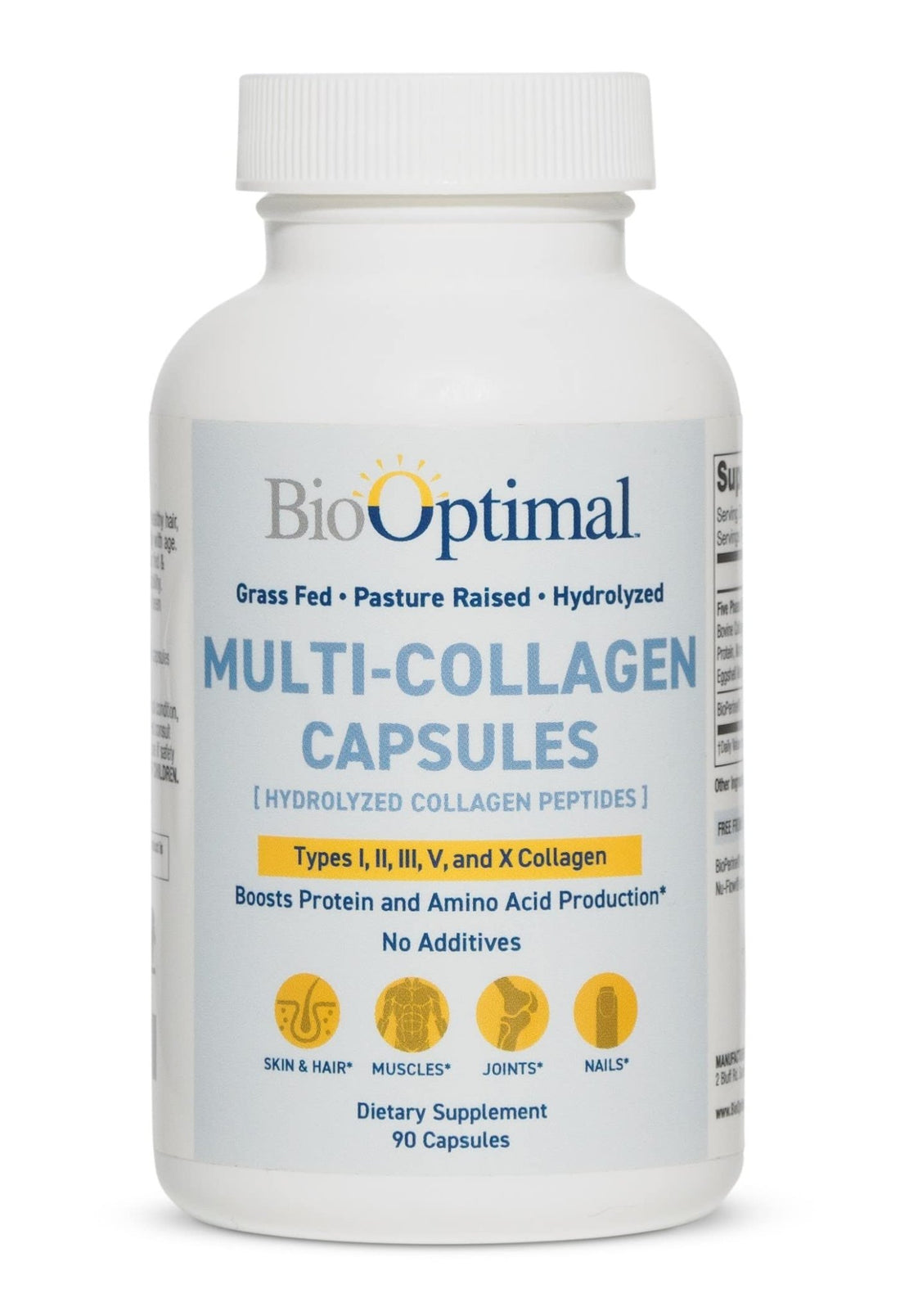 BioOptimal Multi-Collagen Supplement Capsules, Types I, II, III, V, & X Collagen, 90 Capsules - OzHealthStandard