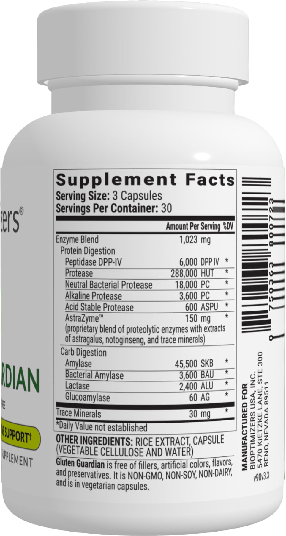BIOptimizers Gluten Guardian 3.0 - Enzyme Supplement with DPP-IV to Support Gluten Digestion – May Help Prevent Bloating, - OzHealthStandard