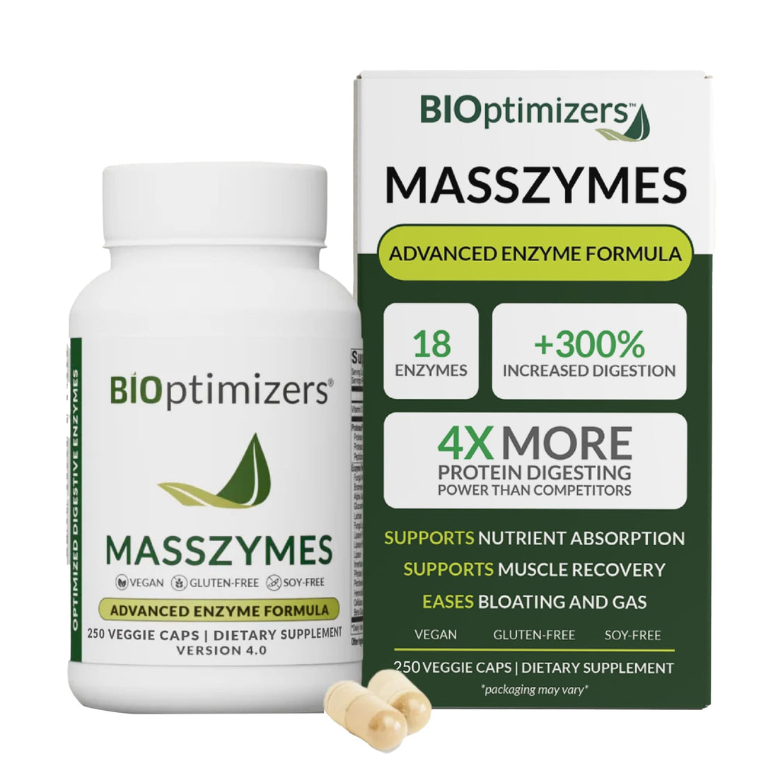BiOptimizers MassZymes - Complete Digestive Enzymes Supplement for Gut Health - Bloating Relief for Men and Women - Lipase Amylase Bromelain - OzHealthStandard