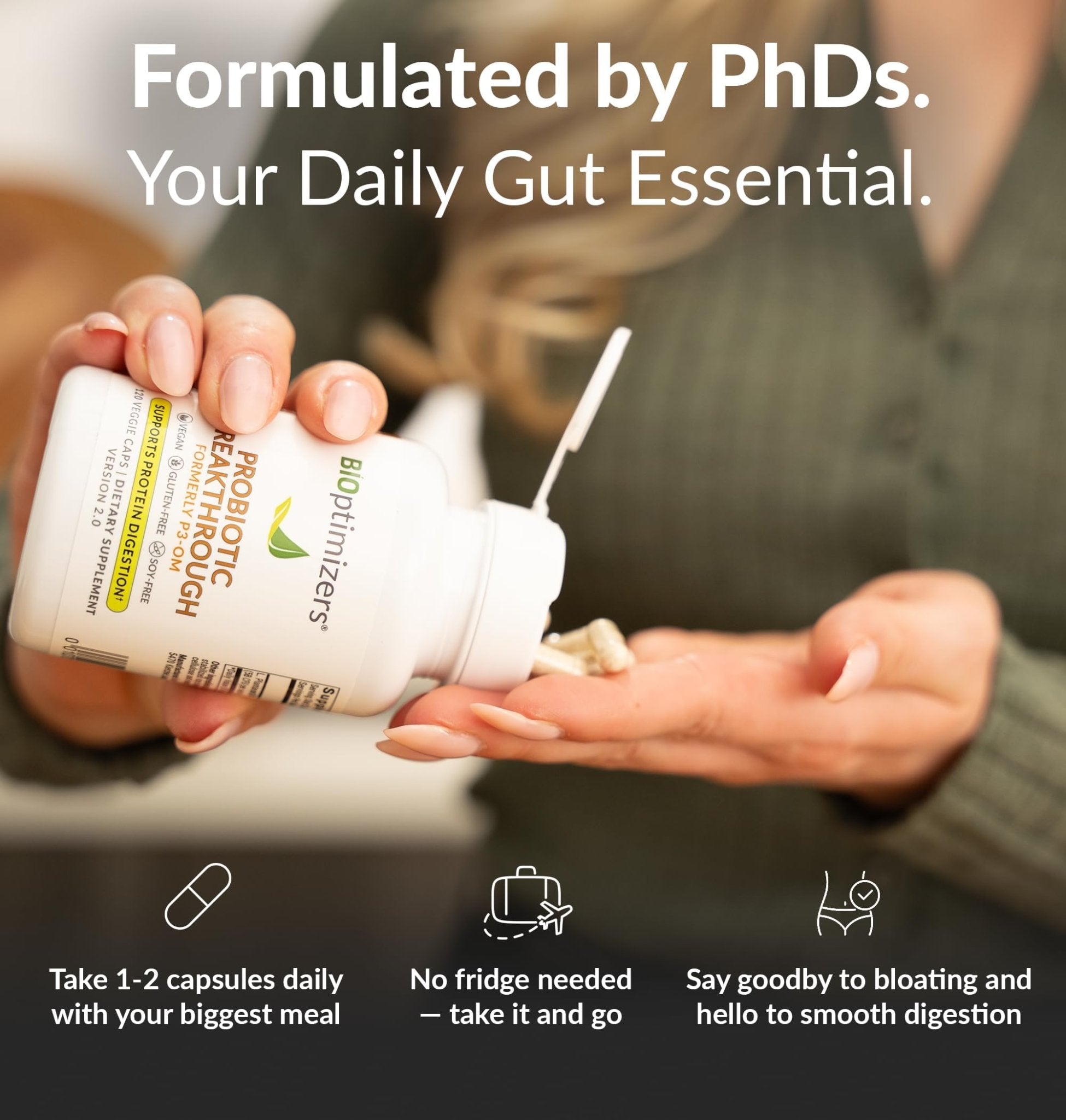 BIOptimizers Probiotic Breakthrough – Lactobacillus Plantarum OM Probiotics & Prebiotics Health Supplement for Gut, Digestive & Immune Support Probiotics for Women Men Elderly– 30 Vegan Capsules - OzHealthStandard