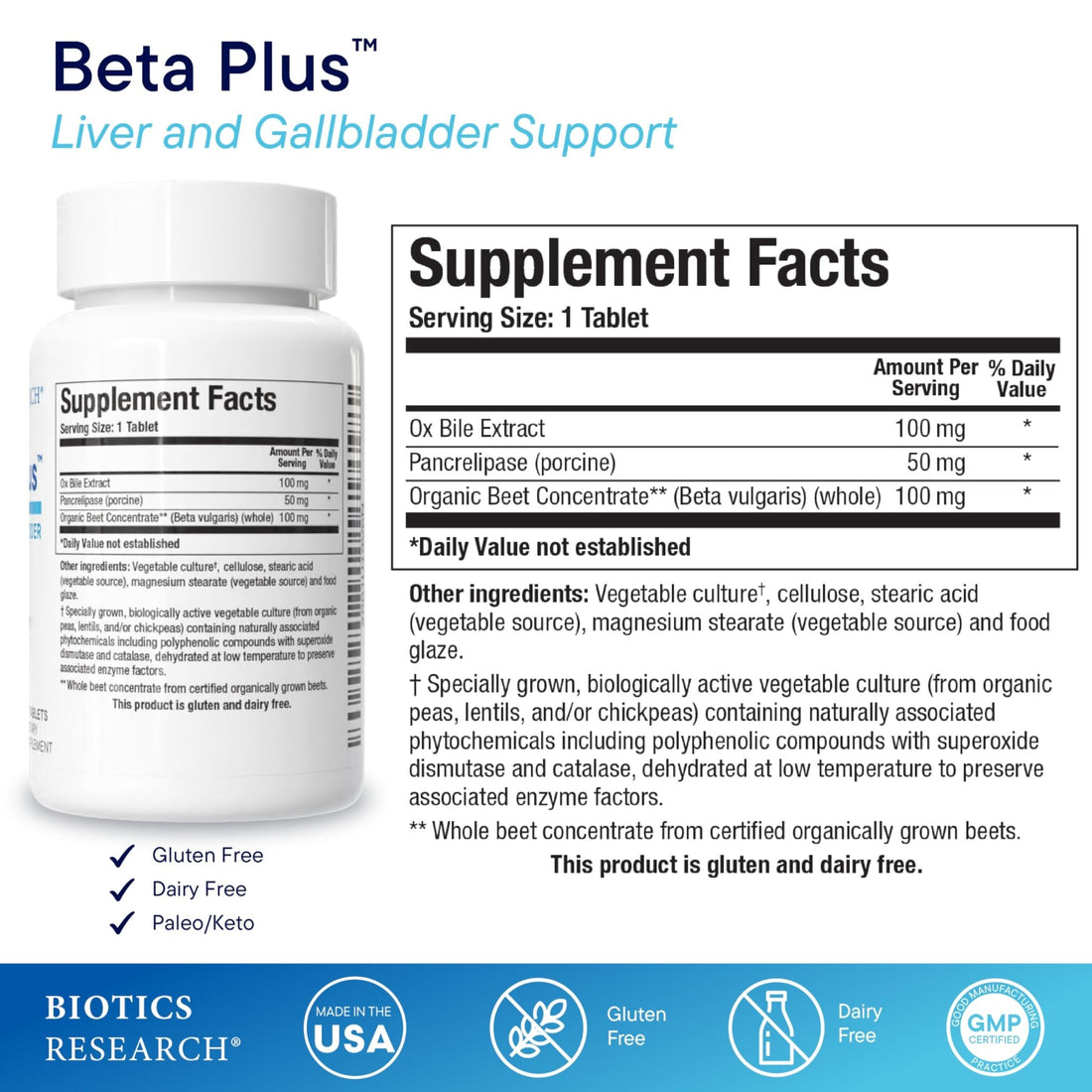 Biotics Research Beta-Plus™ Nutritional Ox Bile Salts Digestive Enzymes Supplement for Bile Production for No Gallbladder-Supports Overall Liver Function, - OzHealthStandard