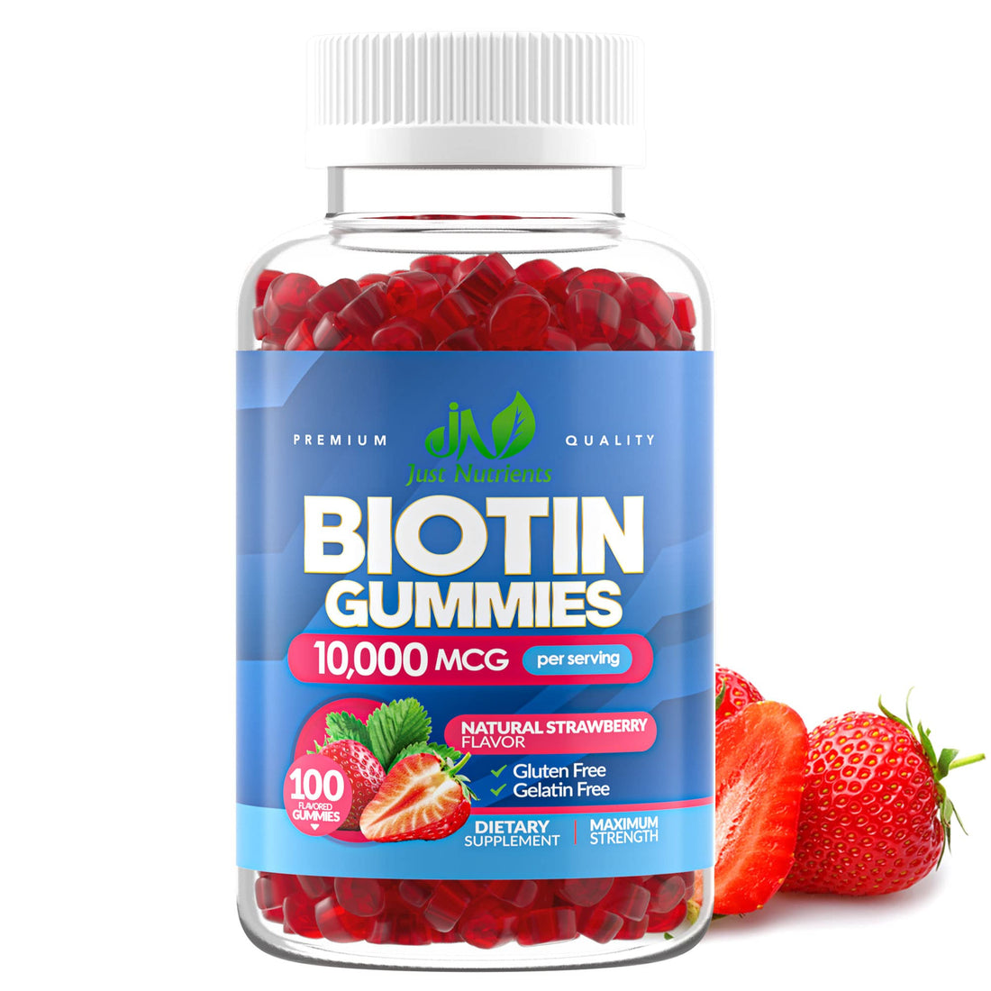 Biotin 10,000mcg Gummies for Hair Growth, Skin & Nails (100 Count) - 2x Maximum Strength Biotin Vitamins for Women & Men - Gluten-Free, Vegan, Non-GMO - OzHealthStandard