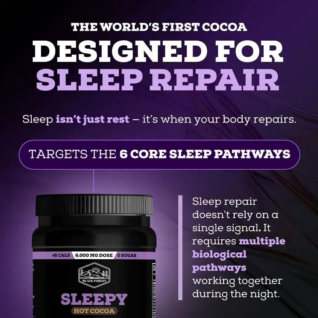 Black Forest Sleepy Hot Cocoa - Magnesium Hot Chocolate Sleepy Cocoa Sleep Powder for Adults with Melatonin & L-Theanine - Natural Sleep Drink Mix for Deep Sleep & Relaxation, - OzHealthStandard