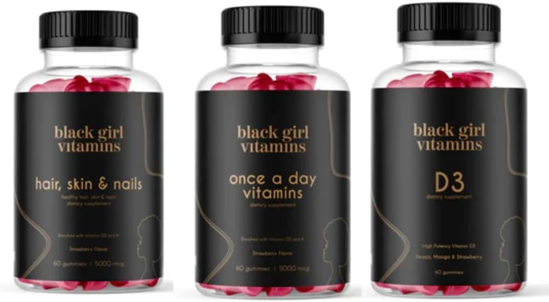 Black Girl Vitamins Look Good Feel Good Bundle – Hair Skin & Nails, Vitamin D3 2000IU & Once a Day Multivitamin - Women's Supplement Bundle - OzHealthStandard