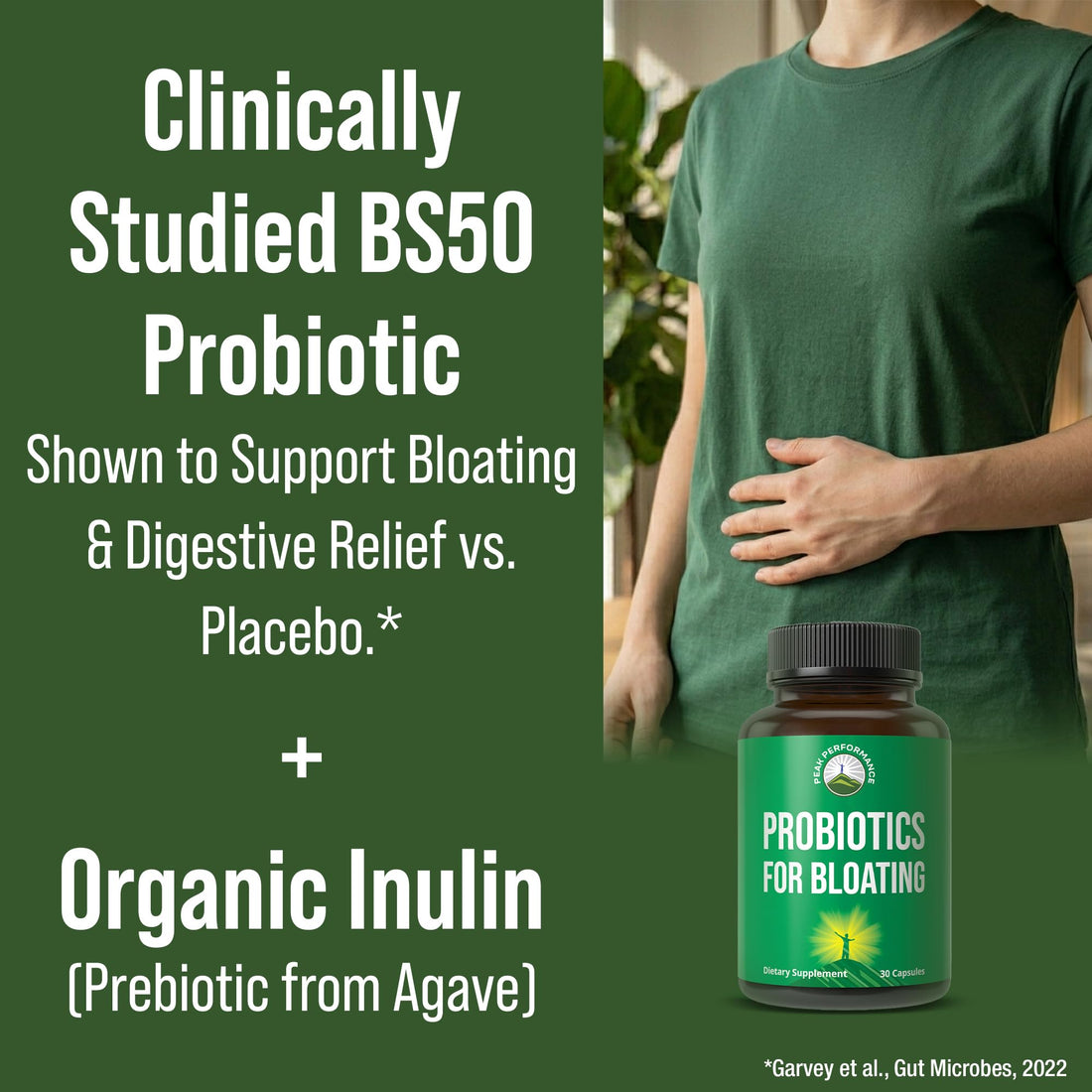 Bloat and Gas Probiotic - Proven Relief with Clinically Studied Bacillus Subtilis BS50 + Prebiotic Fiber - Fast Acting Anti Bloating Pills Supplement - OzHealthStandard