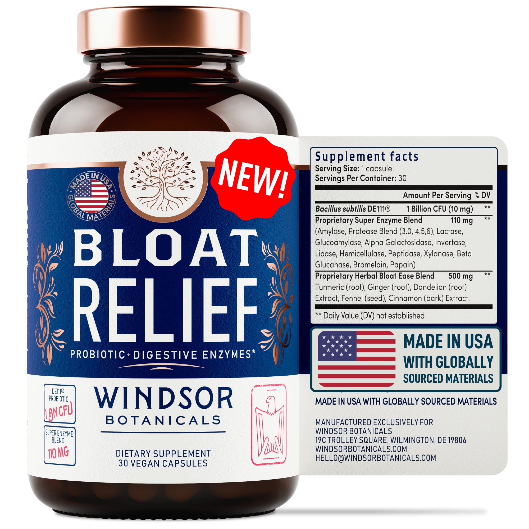 Bloat Relief Probiotic and Digestive Enzymes - Anti Bloating Turmeric, Fennel, Bromelain IBS Supplement - Detox Debloat Capsules Gas - Bloating Relief for Women and Men - 30 Gut Health Pills - OzHealthStandard