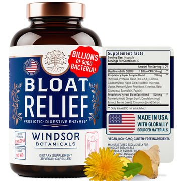 Bloat Relief Probiotic and Digestive Enzymes - Anti Bloating Turmeric, Fennel, Bromelain IBS Supplement - Detox Debloat Capsules Gas - Bloating Relief for Women and Men - 30 Gut Health Pills - OzHealthStandard
