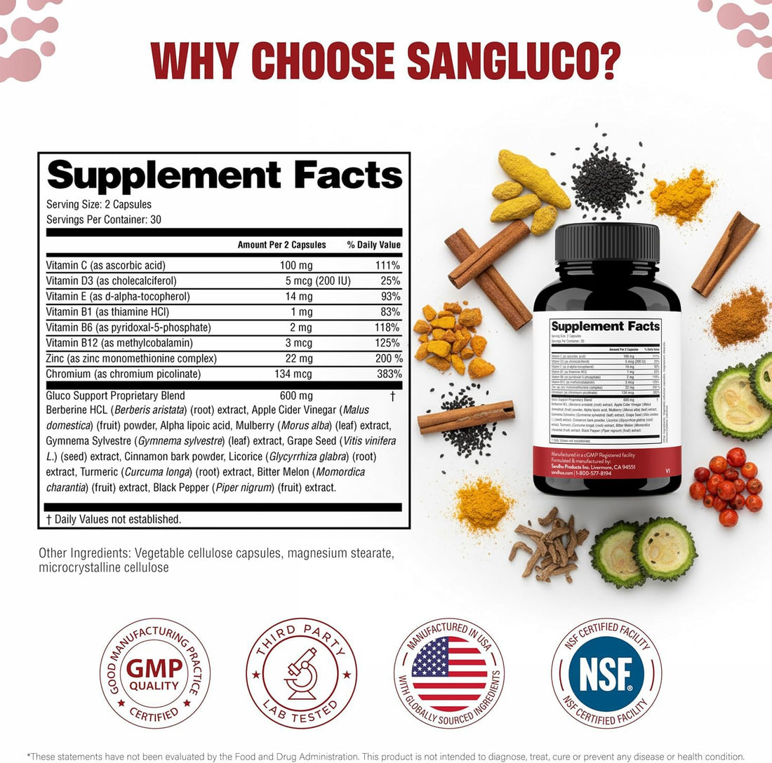 Blood Sugar Support Complex Supplement | Supports Healthy Blood Sugar Levels Already Within Normal Range | With Berberine, Cinnamon, Chromium, Turmeric - OzHealthStandard